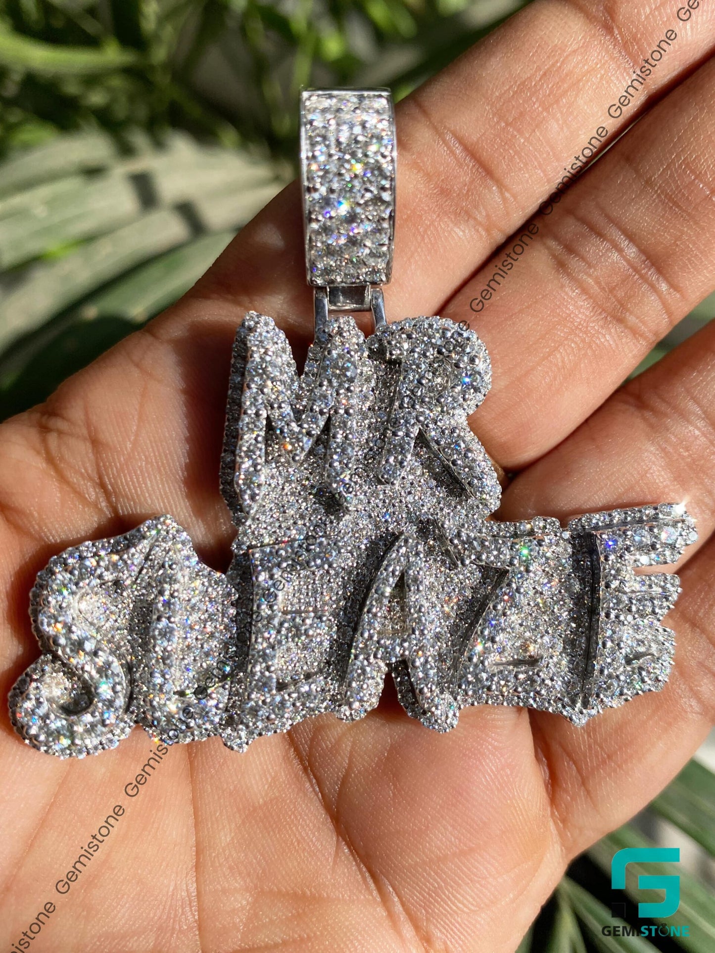 Custom Iced Out Moissanite Diamond Intial Letter Pendant "MR SLEAZE"