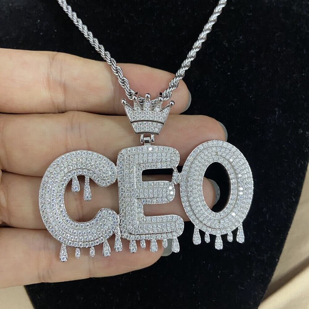 VVS Moissanite Iced Out Custom Letter CEO Pendant Men's