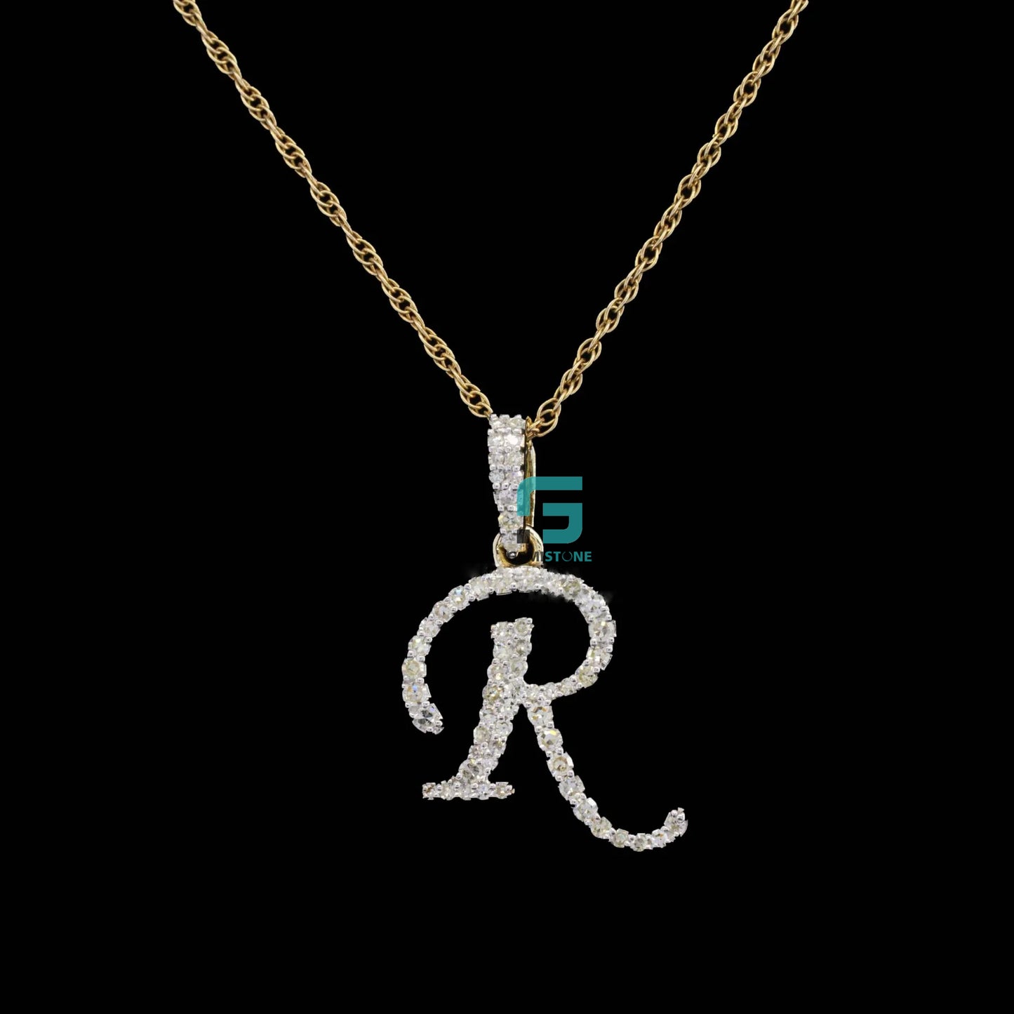 14k Gold Buy Stylish Round Moissanite Diamond R Pendant For Gift