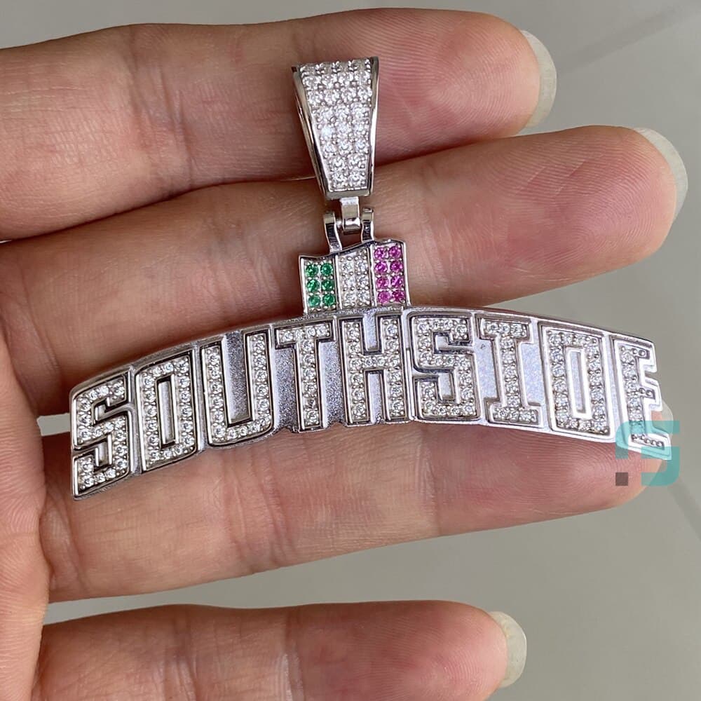 Italian National Flag Letter Moissanite Custom Diamond Pendant