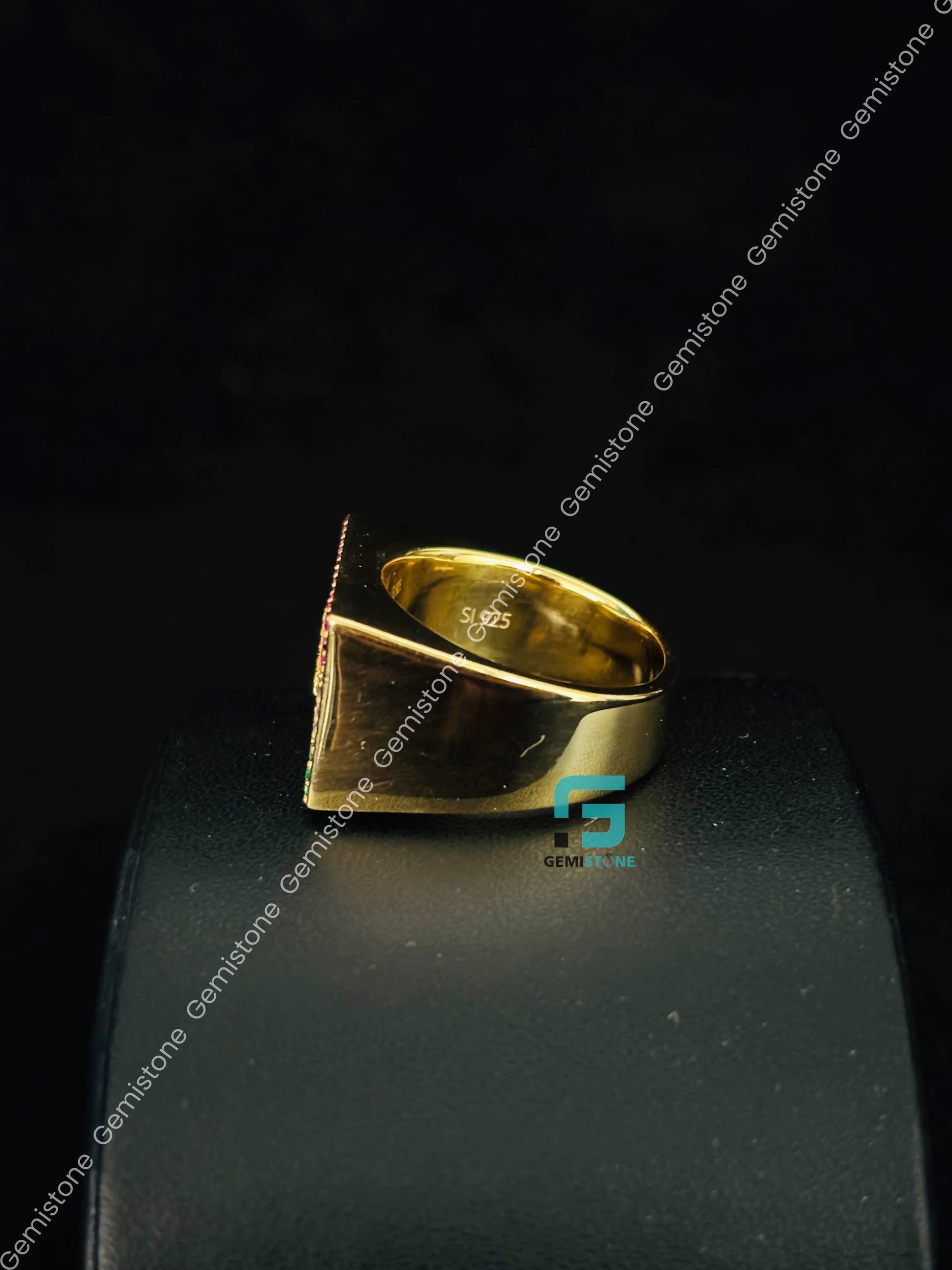 Kurdistan Flag Moissanite Hip Hop Ring For Men