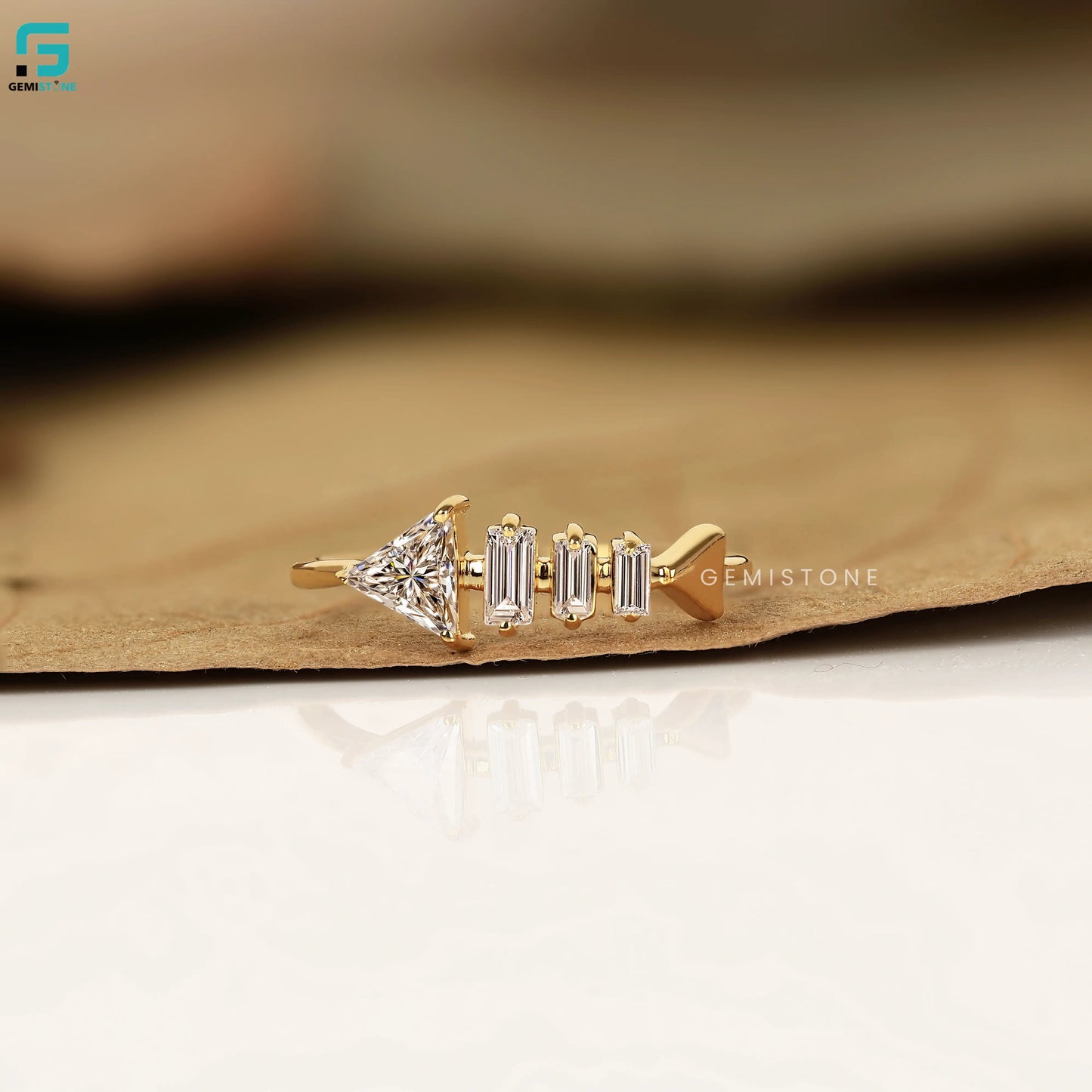 Baguette & Trillion Cut Minimalist Lab Diamond Arrow Band