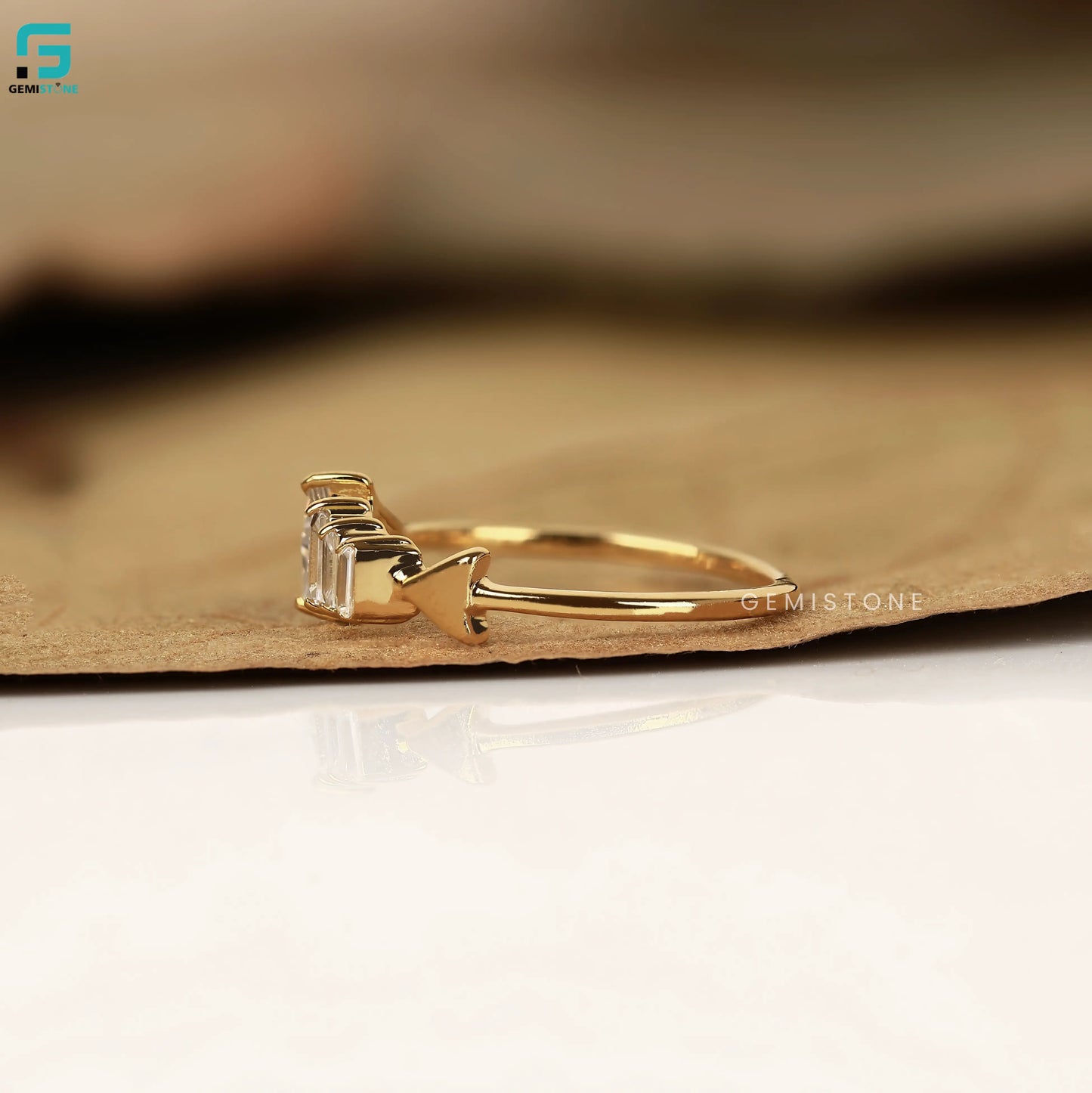 Baguette & Trillion Cut Minimalist Lab Diamond Arrow Band