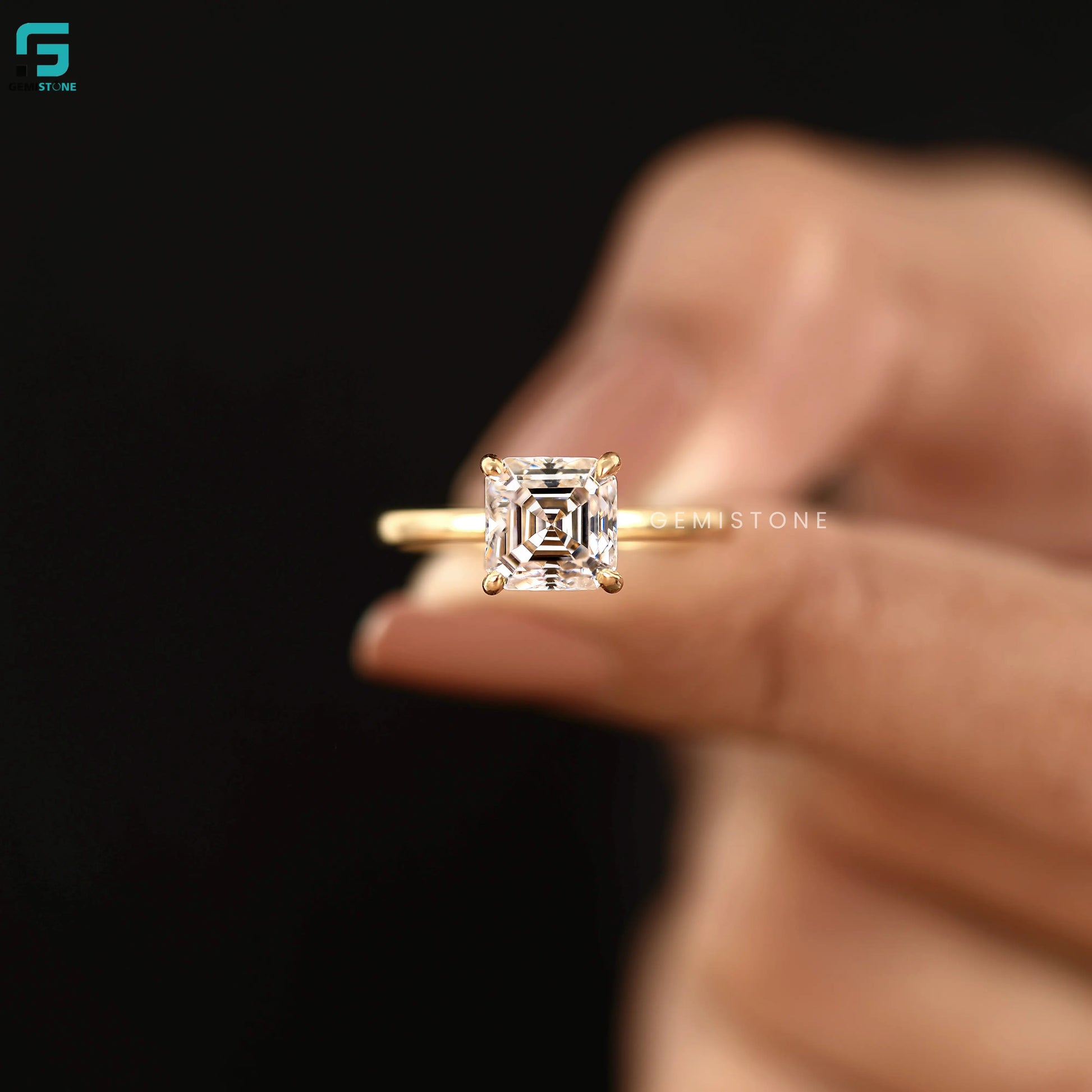 Lab Diamond Asscher Cut Wedding Anniversary Ring