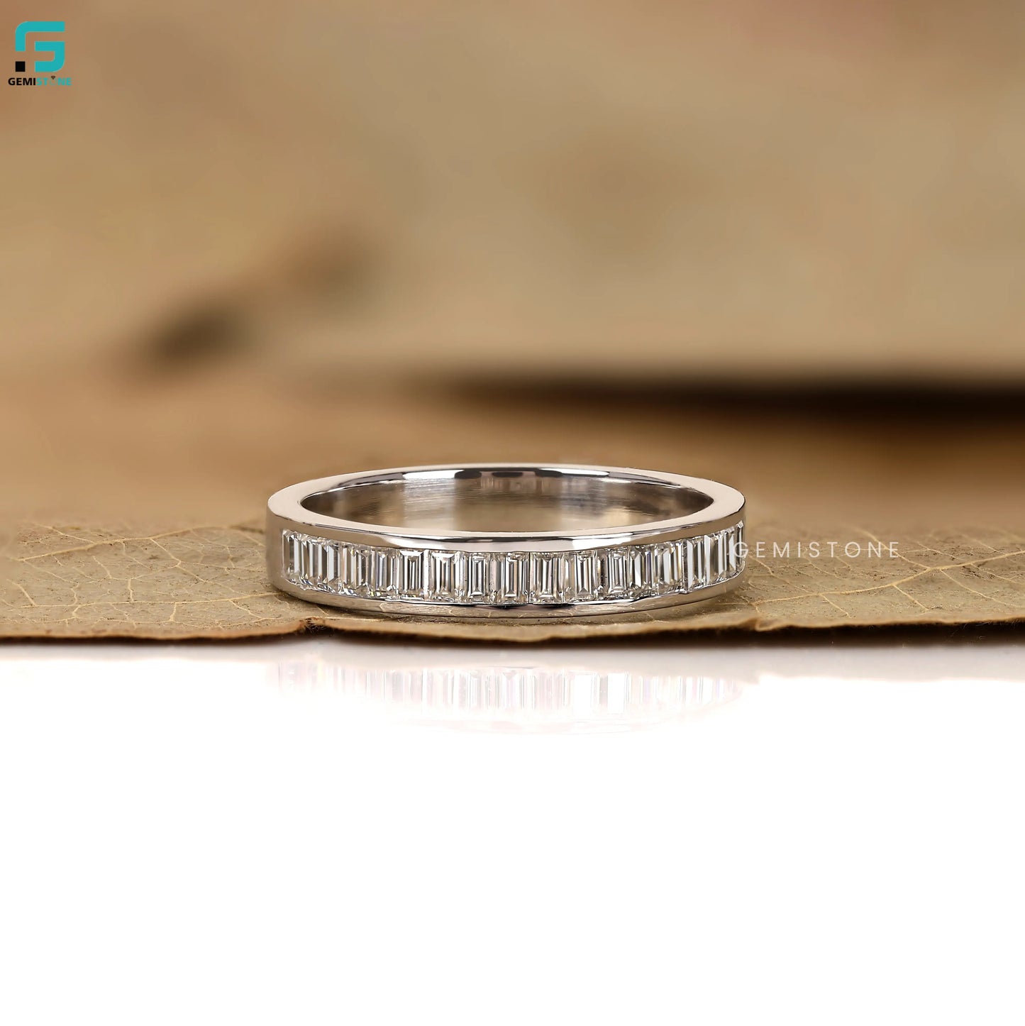Lab Diamond Emerald Engagement Band