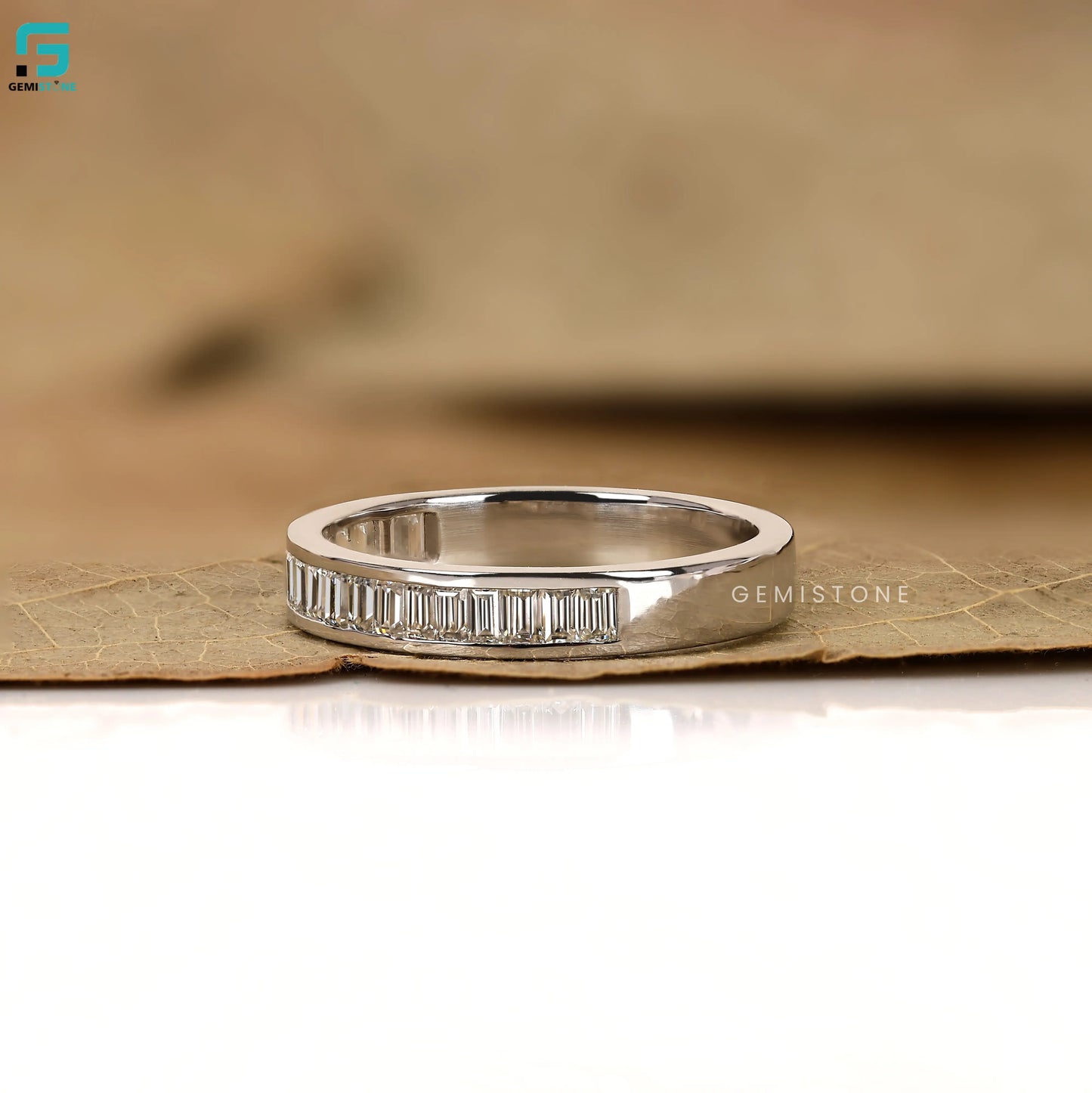 Lab Diamond Emerald Engagement Band For Women