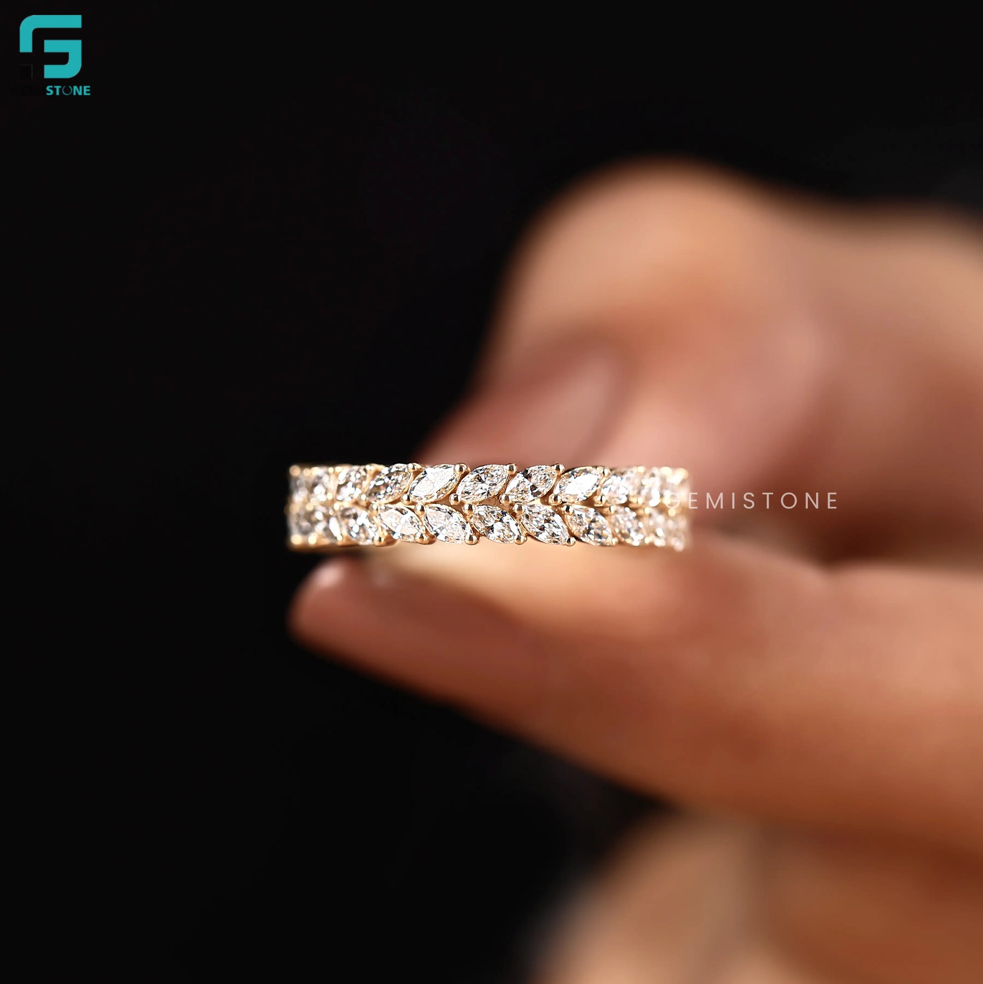 Lab Diamond Marquise Leaf Eternity Ring