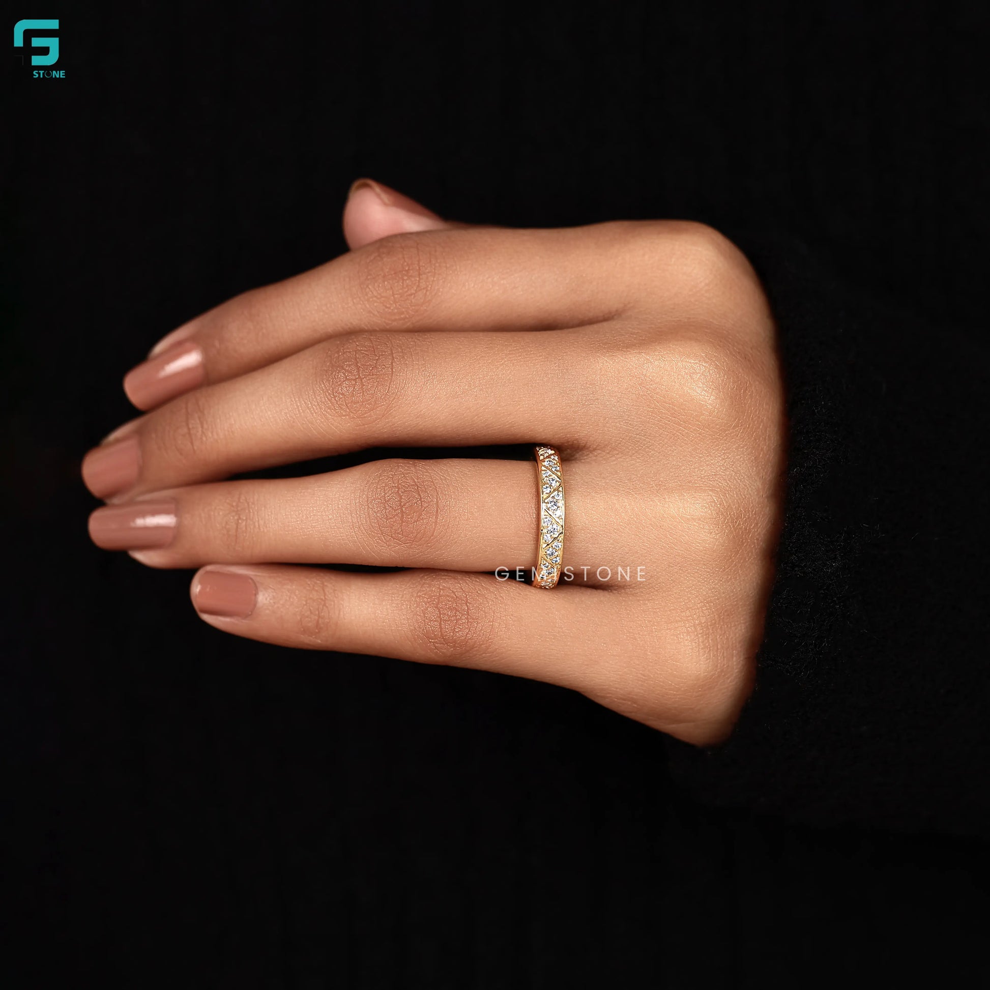 Lab Grown Diamond Zig Zag Pave set Eternity Band