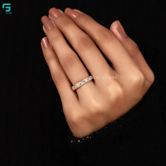 Lab Grown Diamond Zig Zag Pave set Eternity Band For Women