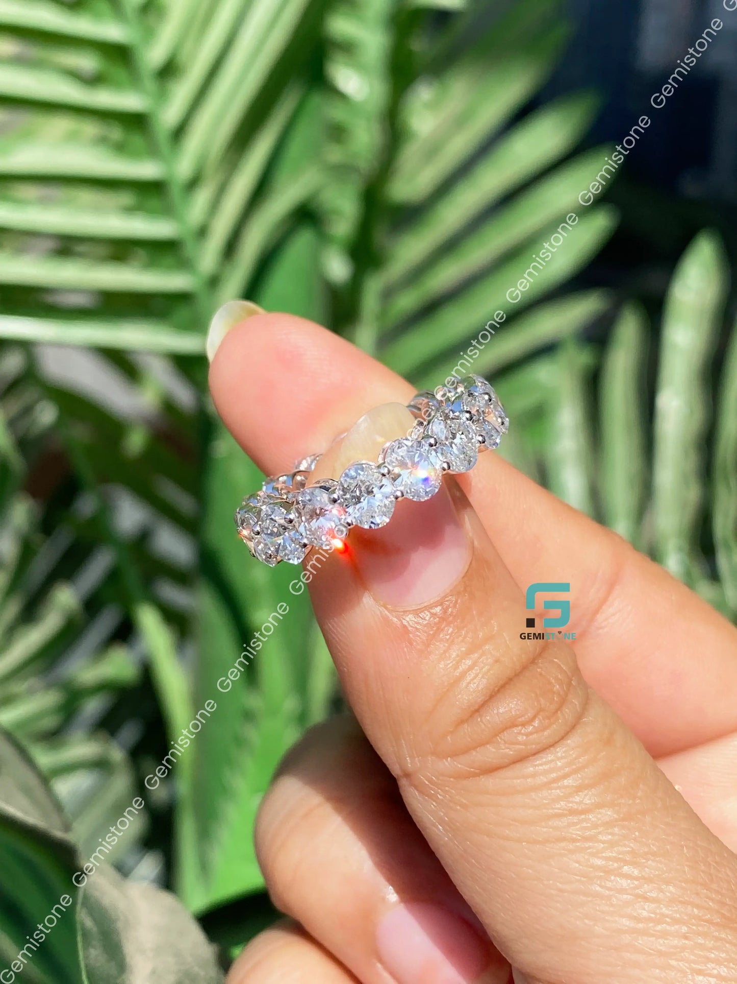 Large Oval Cut Moissanite Full Eternity Band For Women