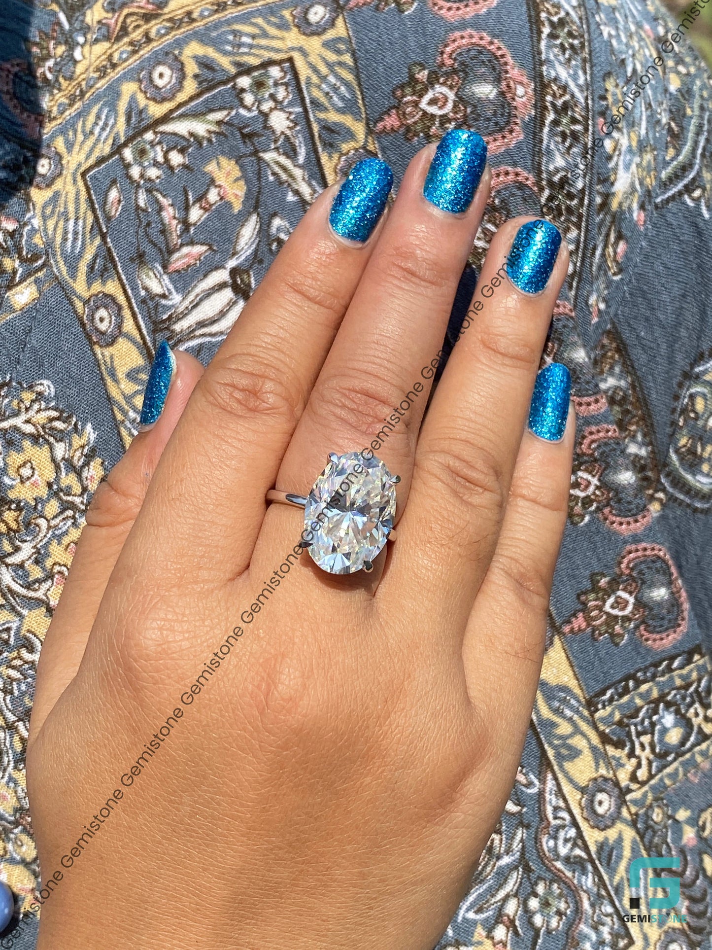 Large Oval Moissanite Ring For Women