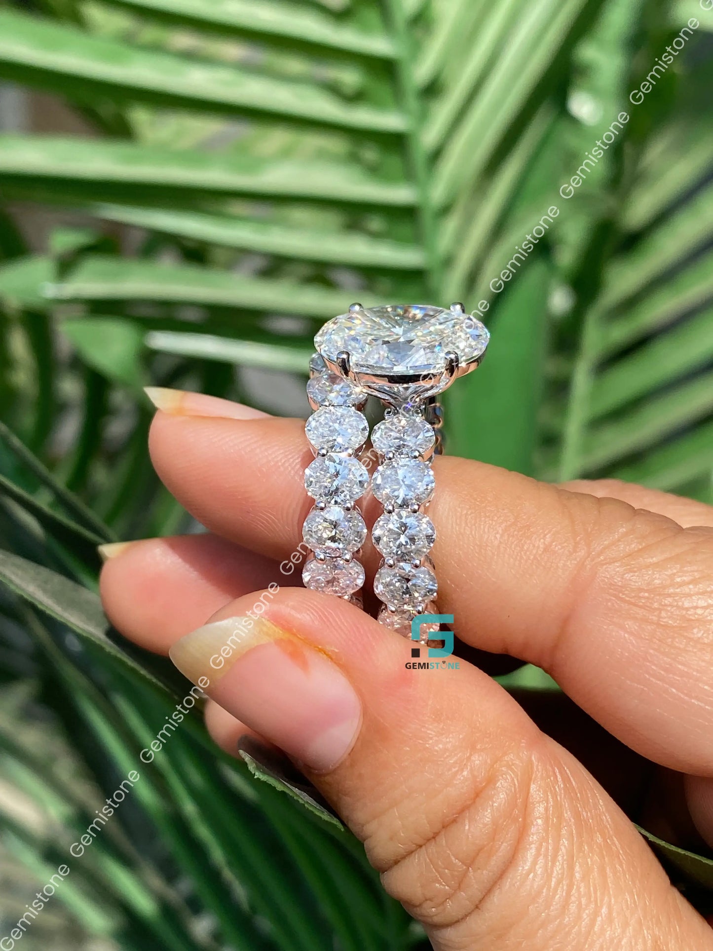 Large Oval Moissanite Wedding Bridal Set