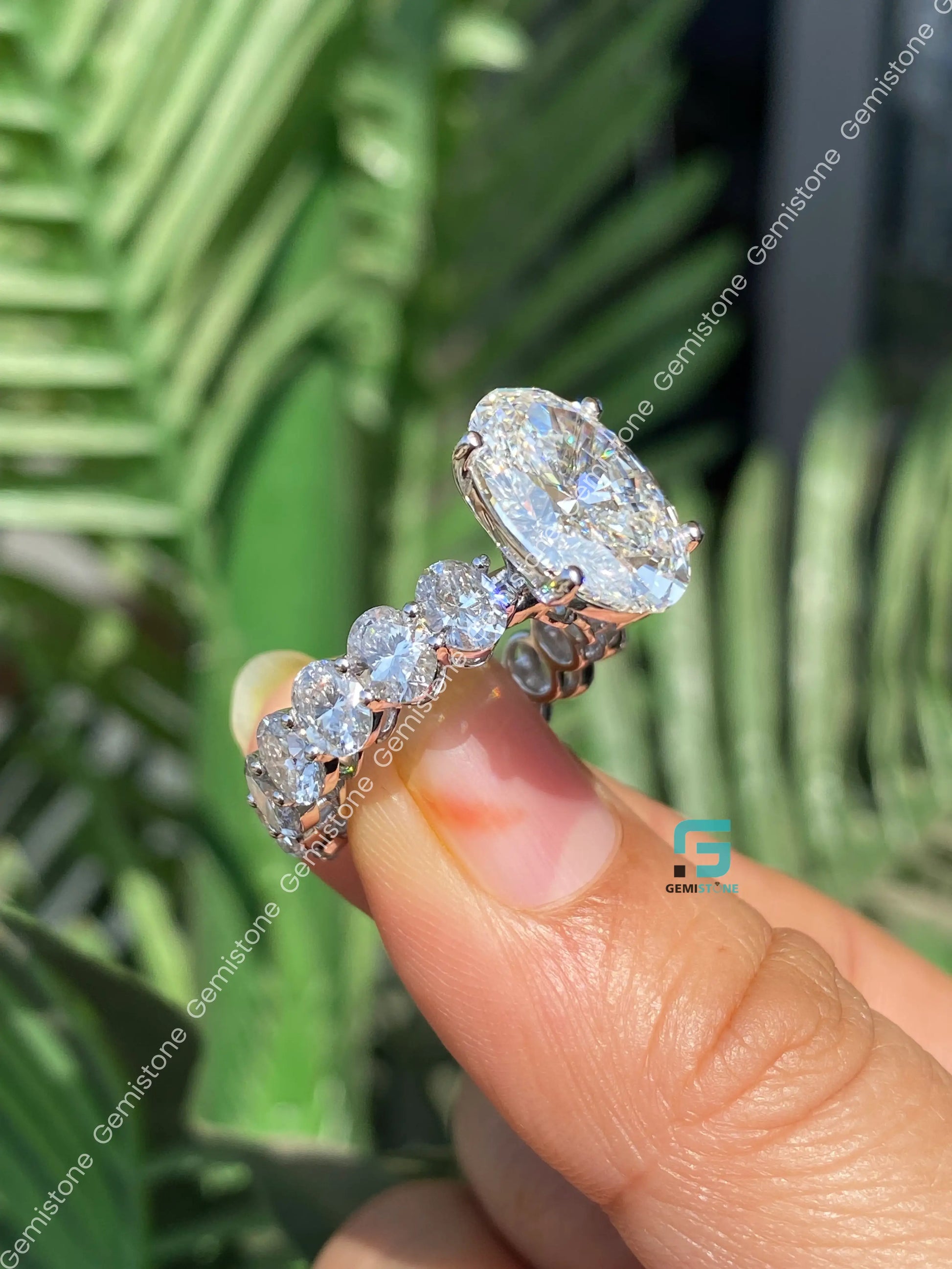 Large Oval Moissanite Wedding Ring