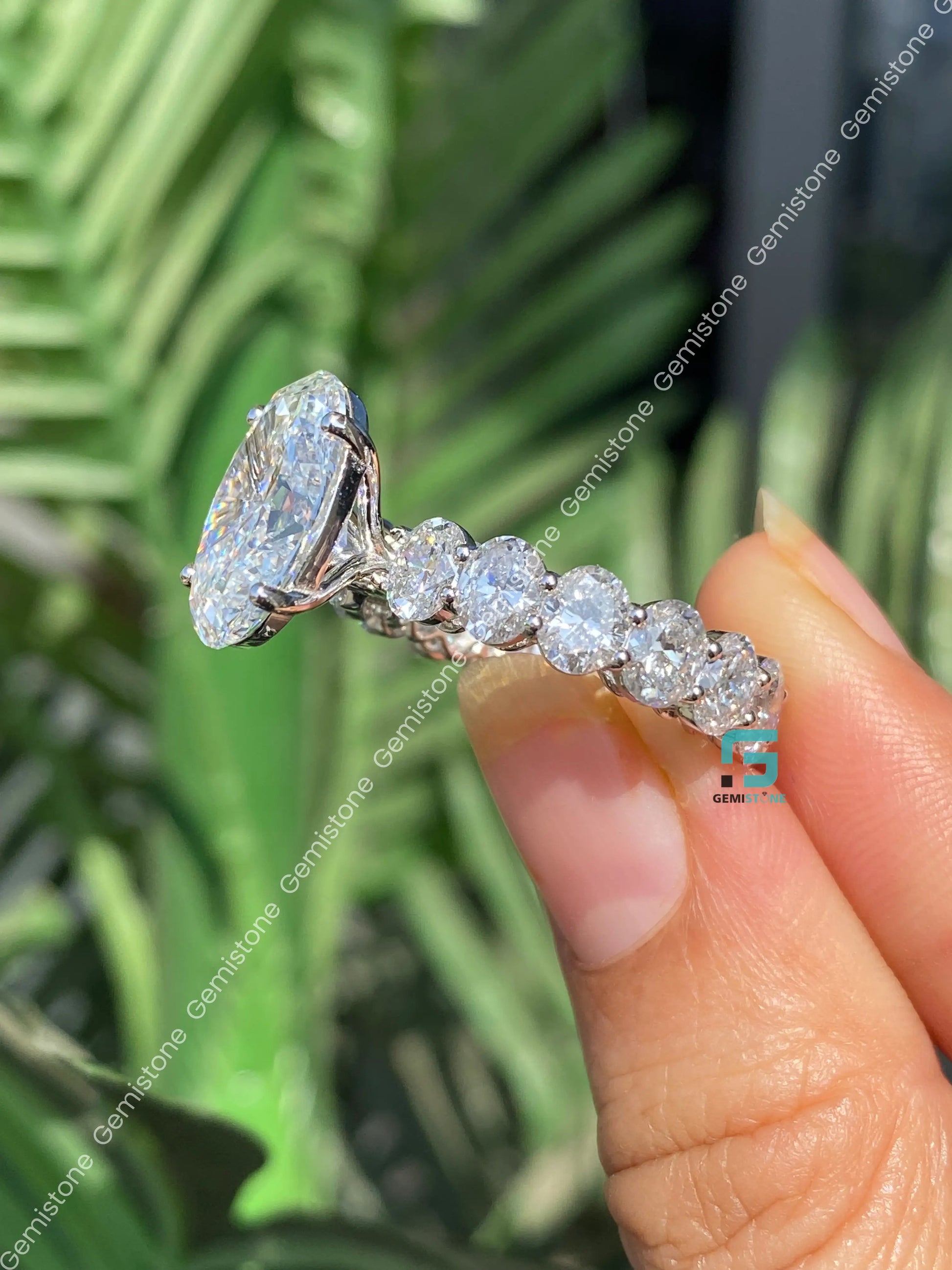 Large Oval Moissanite Wedding Ring For Women