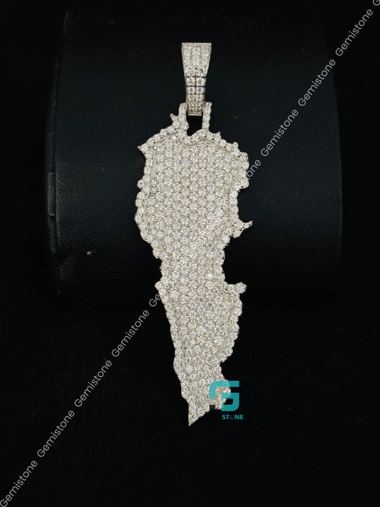 Lebanon Map Moissanite Hip Hop Pendant