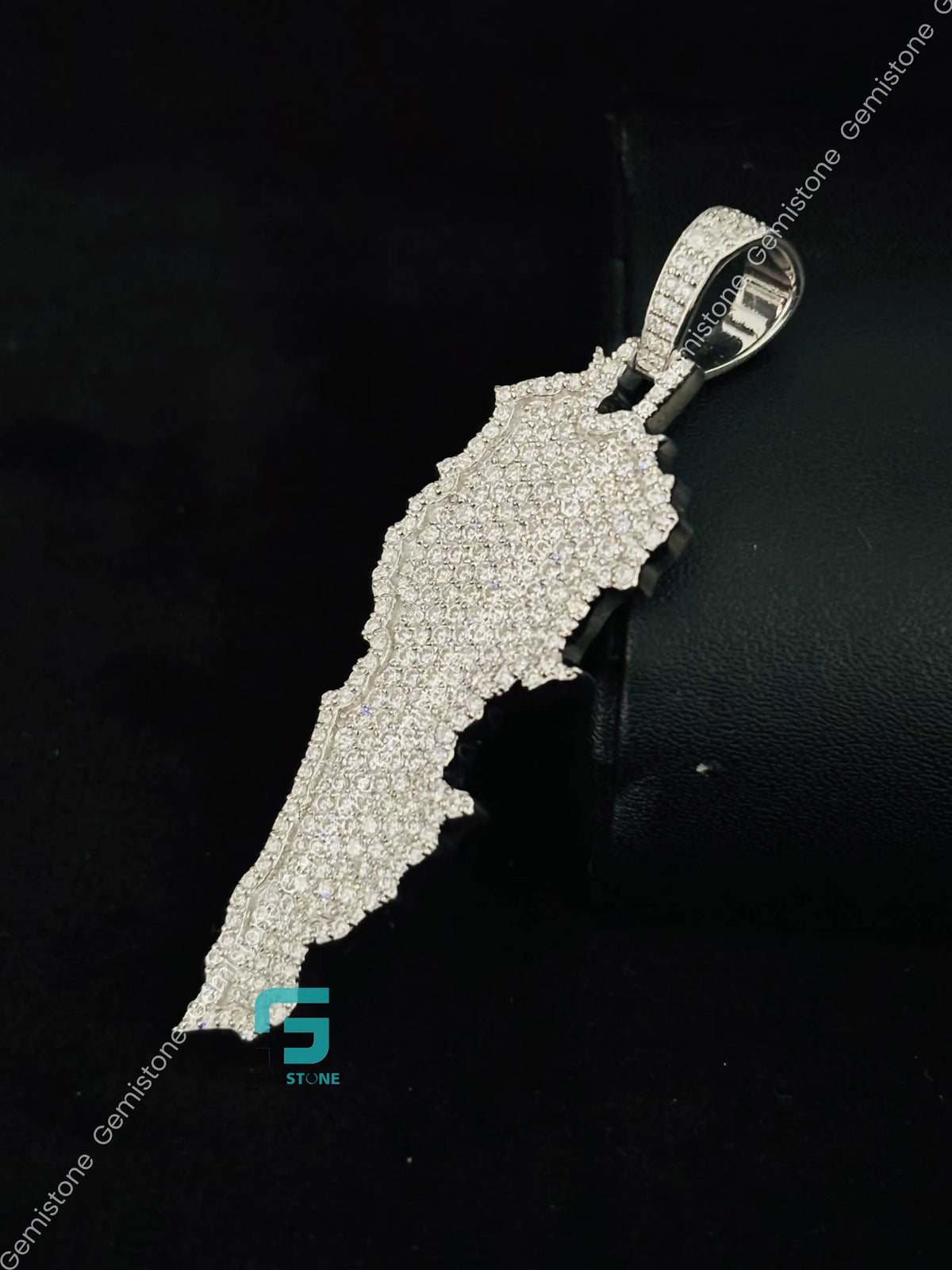 Lebanon Map Moissanite Hip Hop Pendant For Men
