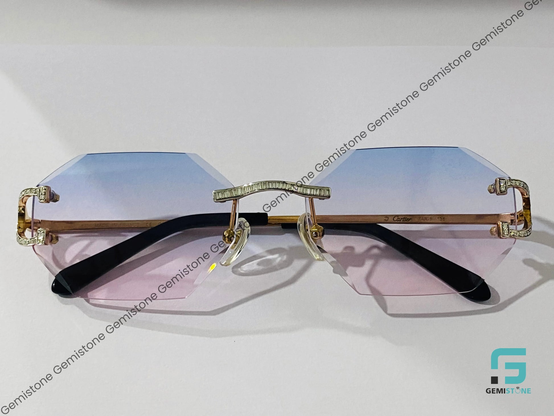 Lenses Big C Wire Rimless Moissanite Sunglasses