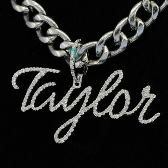 Stunning 925 Silver Trendy Moissanite TAYLOR Name Custom Initial Pendant
