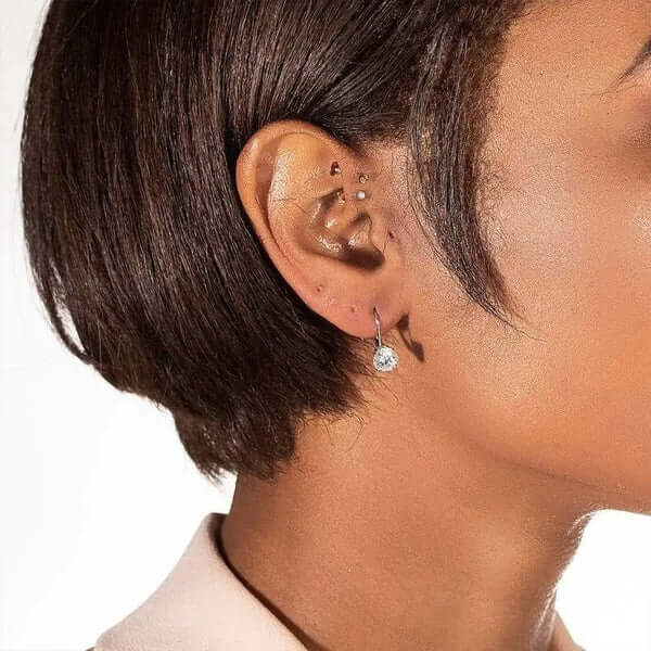 Round Moissanite Diamond Leverback Drop Dangle Earrings