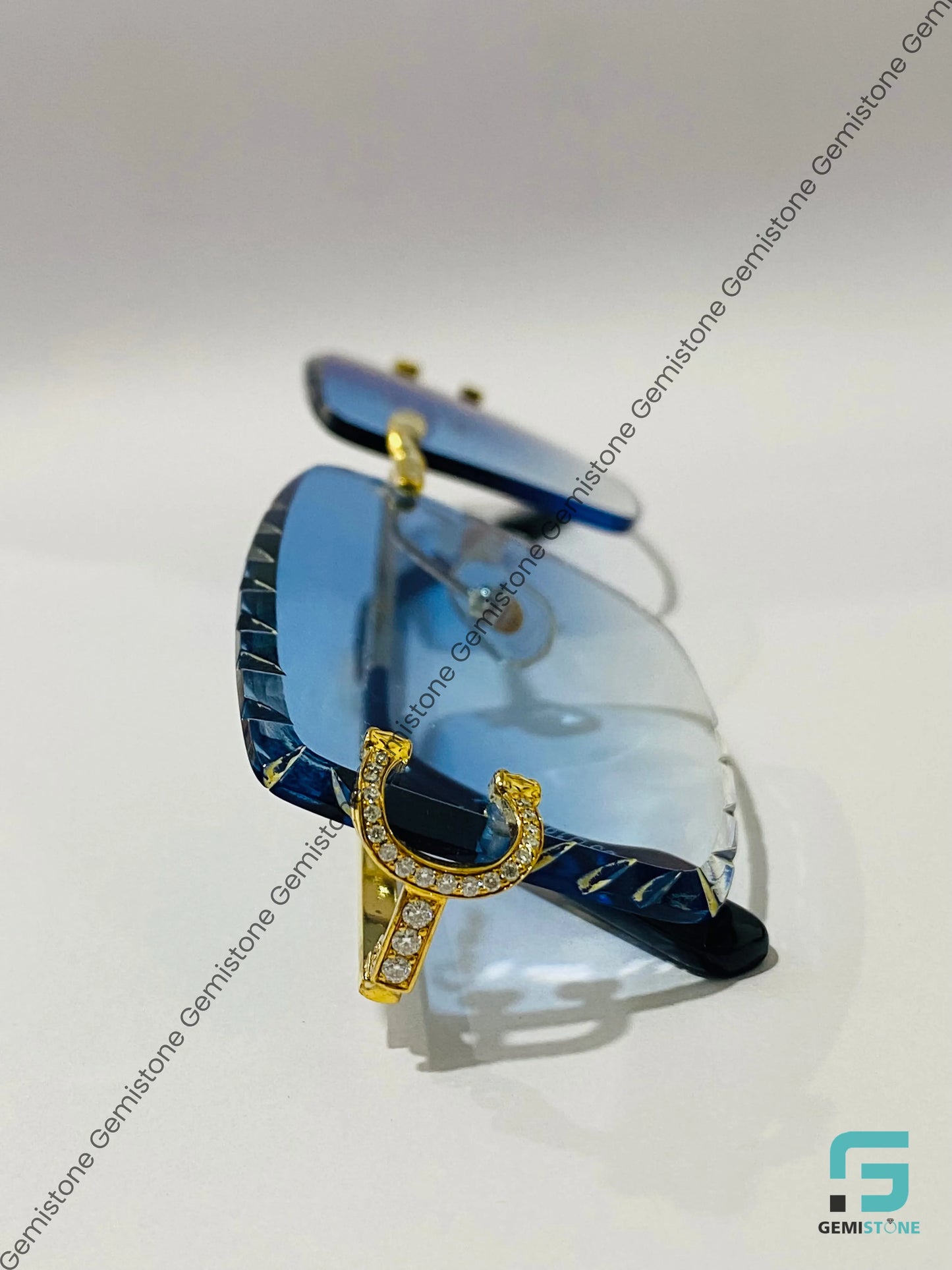 Light Blue Lens Stylish VVS Moissanite Sunglasses