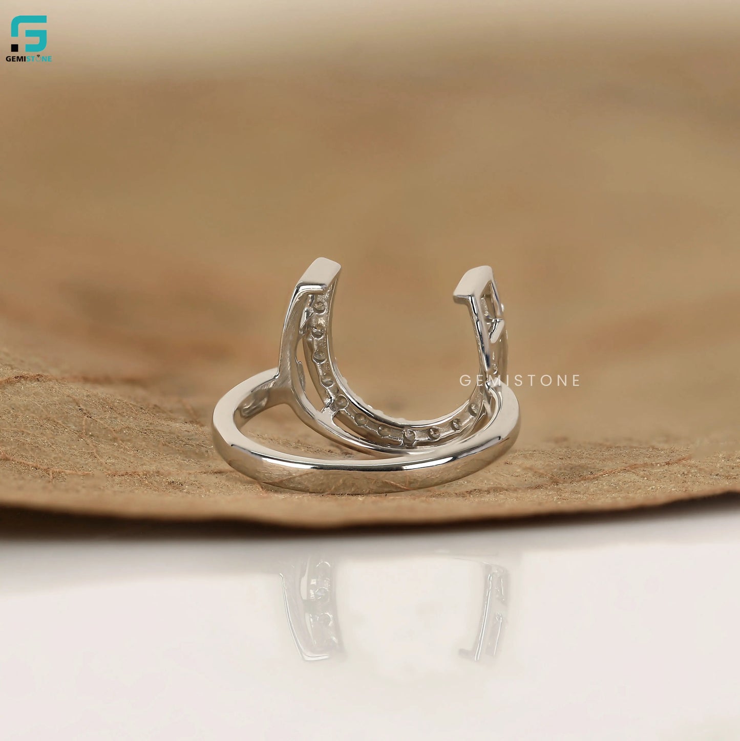 Lucky Horseshoe Unique Stackable Lab Diamond Ring For Women
