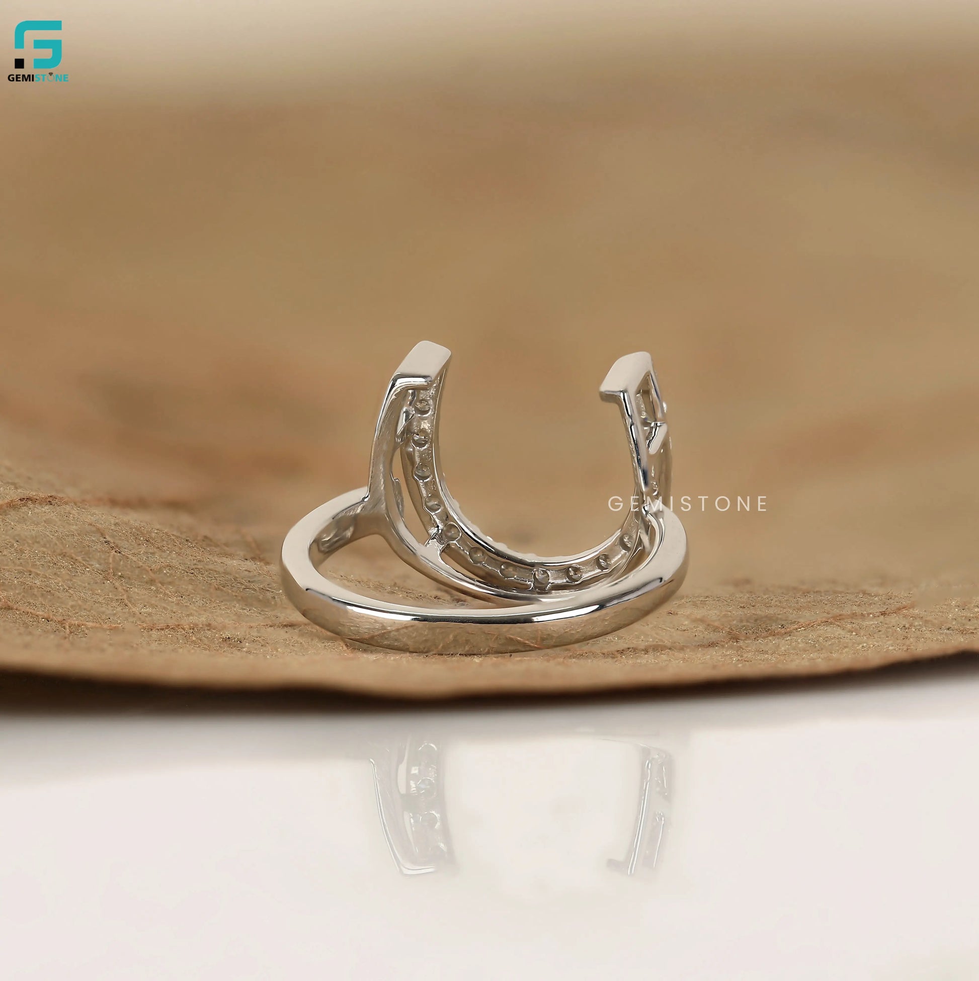 Lucky Horseshoe Unique Stackable Lab Diamond Ring For Women