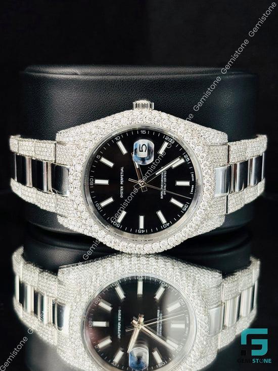 Luxury Black Dial Hip Hop Moissanite Watchs