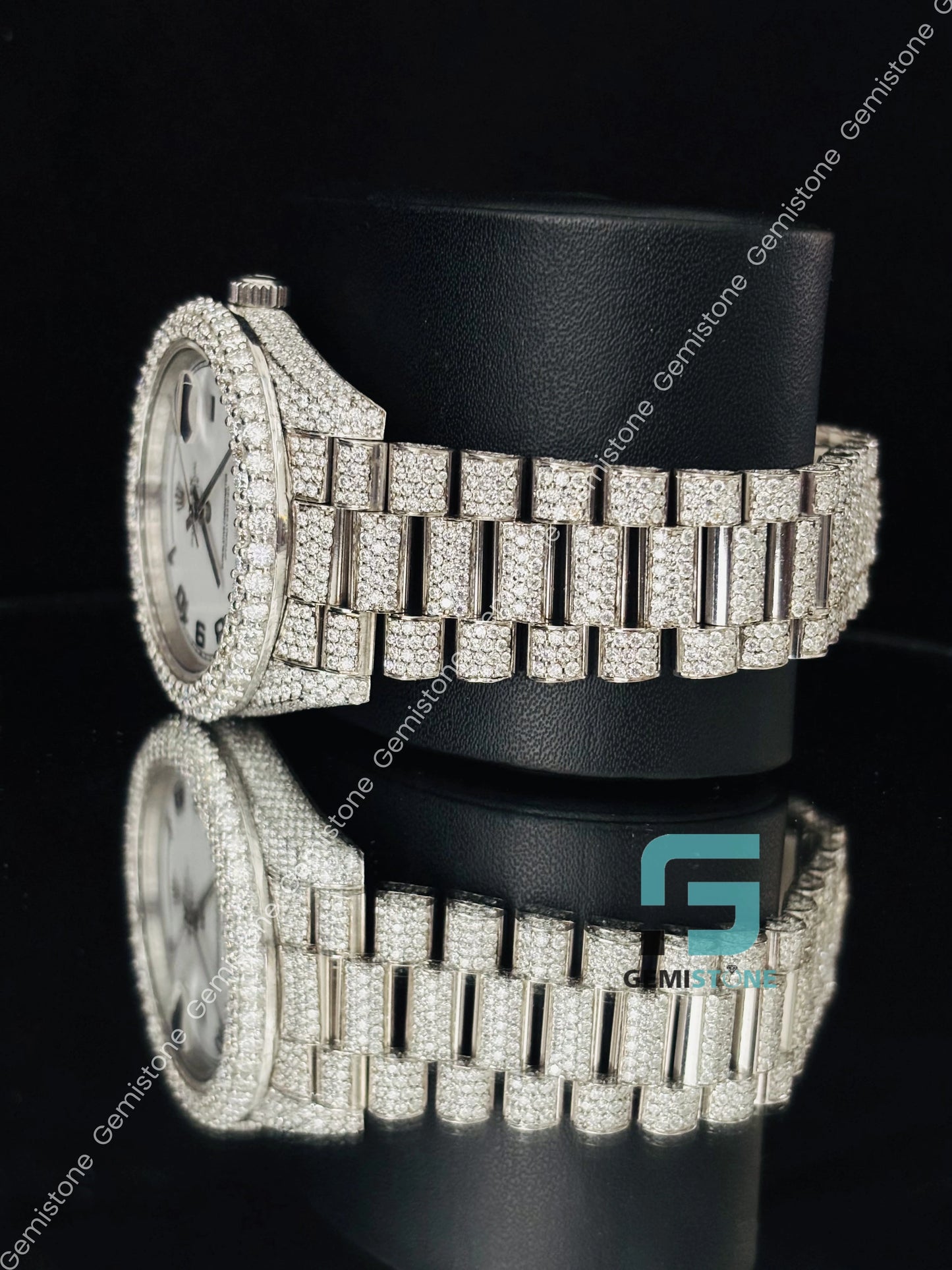 Luxury Moissanite Bust Down Hip Hop Wrist Watch
