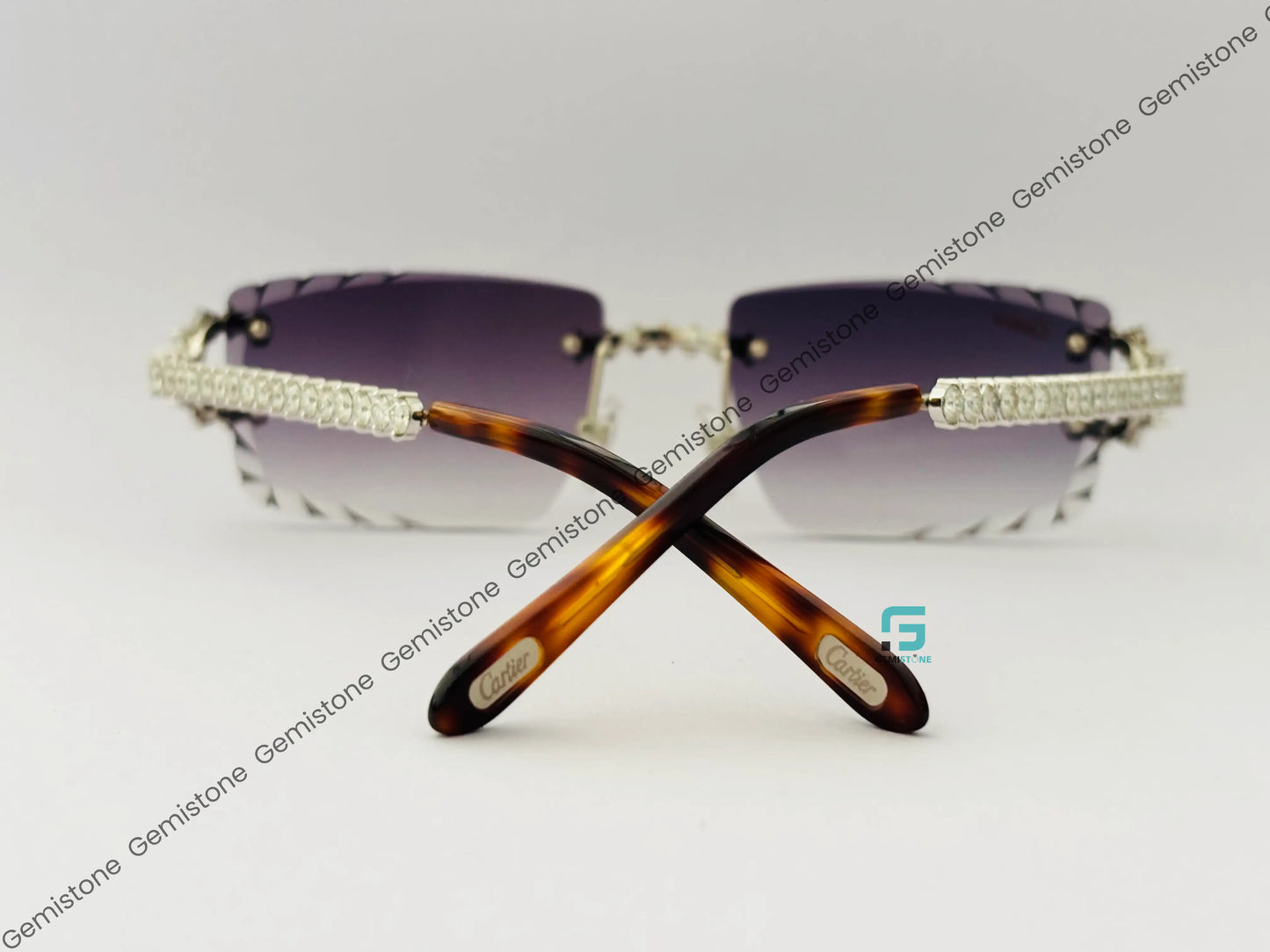 Luxury Rimless Purple Gradient Sunglasses For Unisex