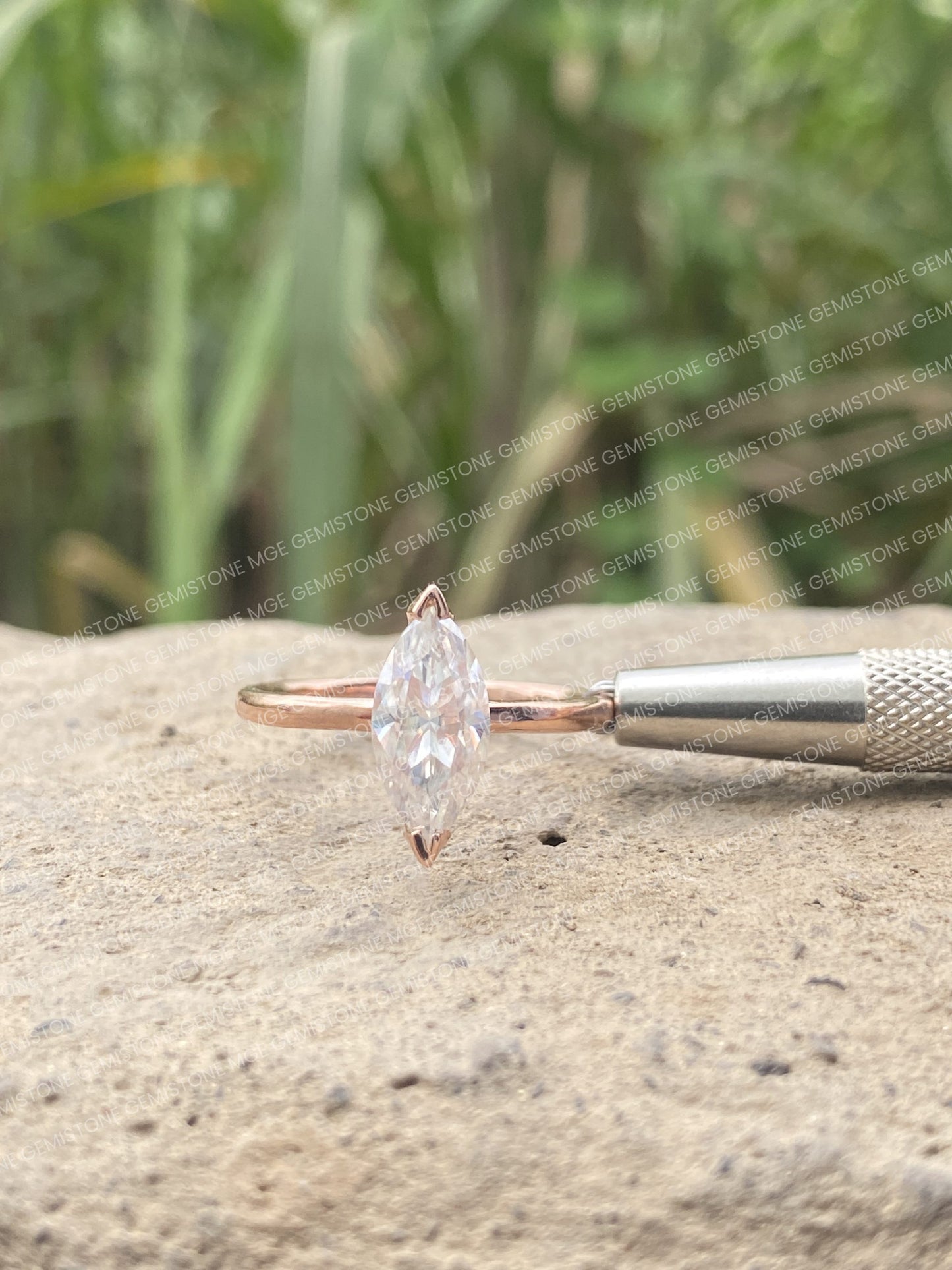 2CT Marquise Cut Solitaire V Shape Prongs Moissanite Engagement Ring