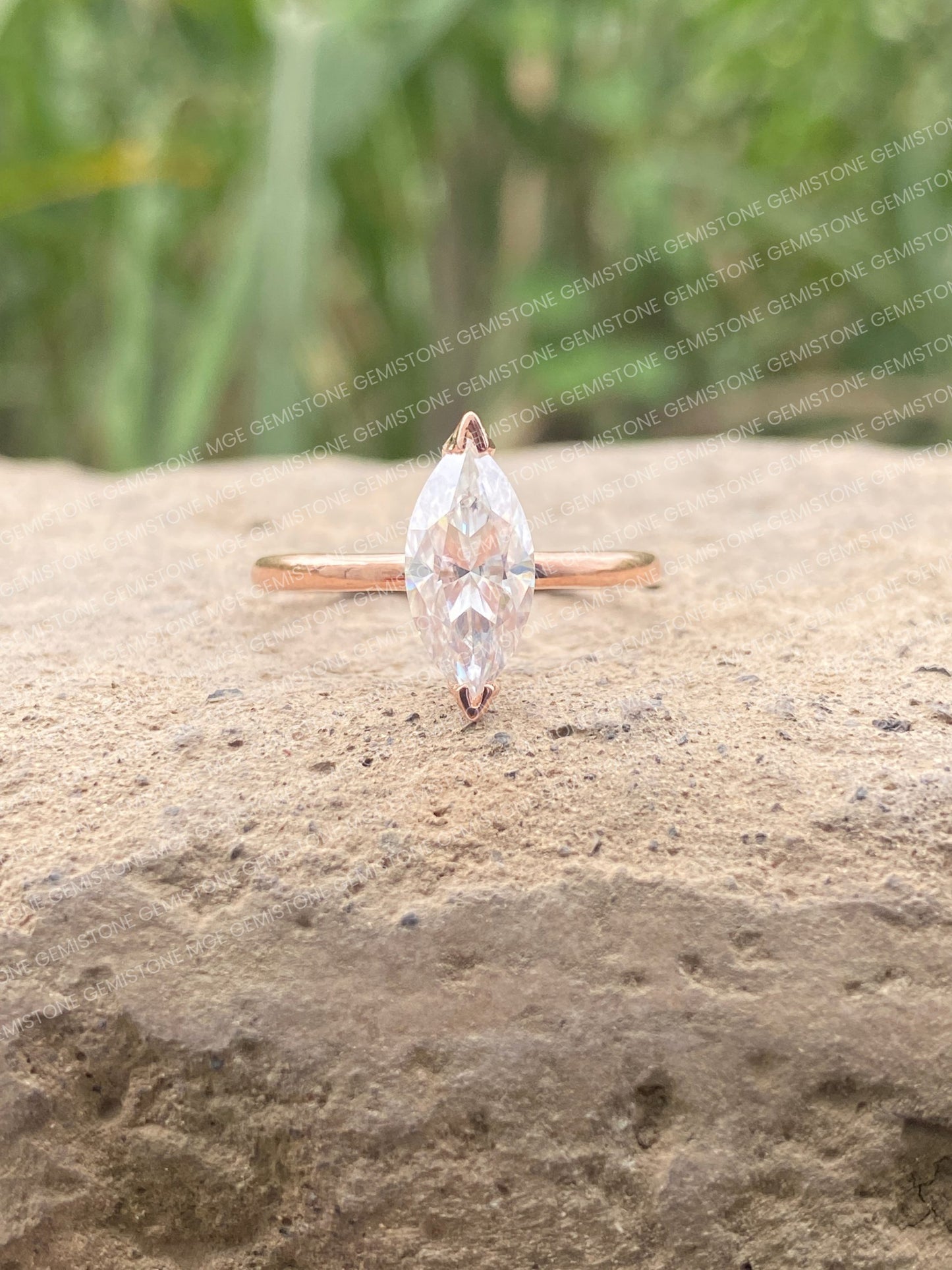 2CT Marquise Cut Solitaire V Shape Prongs Moissanite Engagement Ring