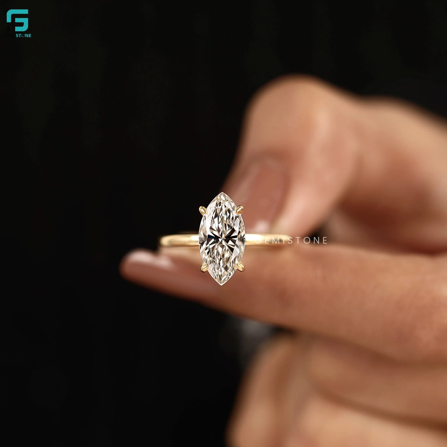 Marquise Cut Prong Set Lab Diamond Wedding Ring For Women