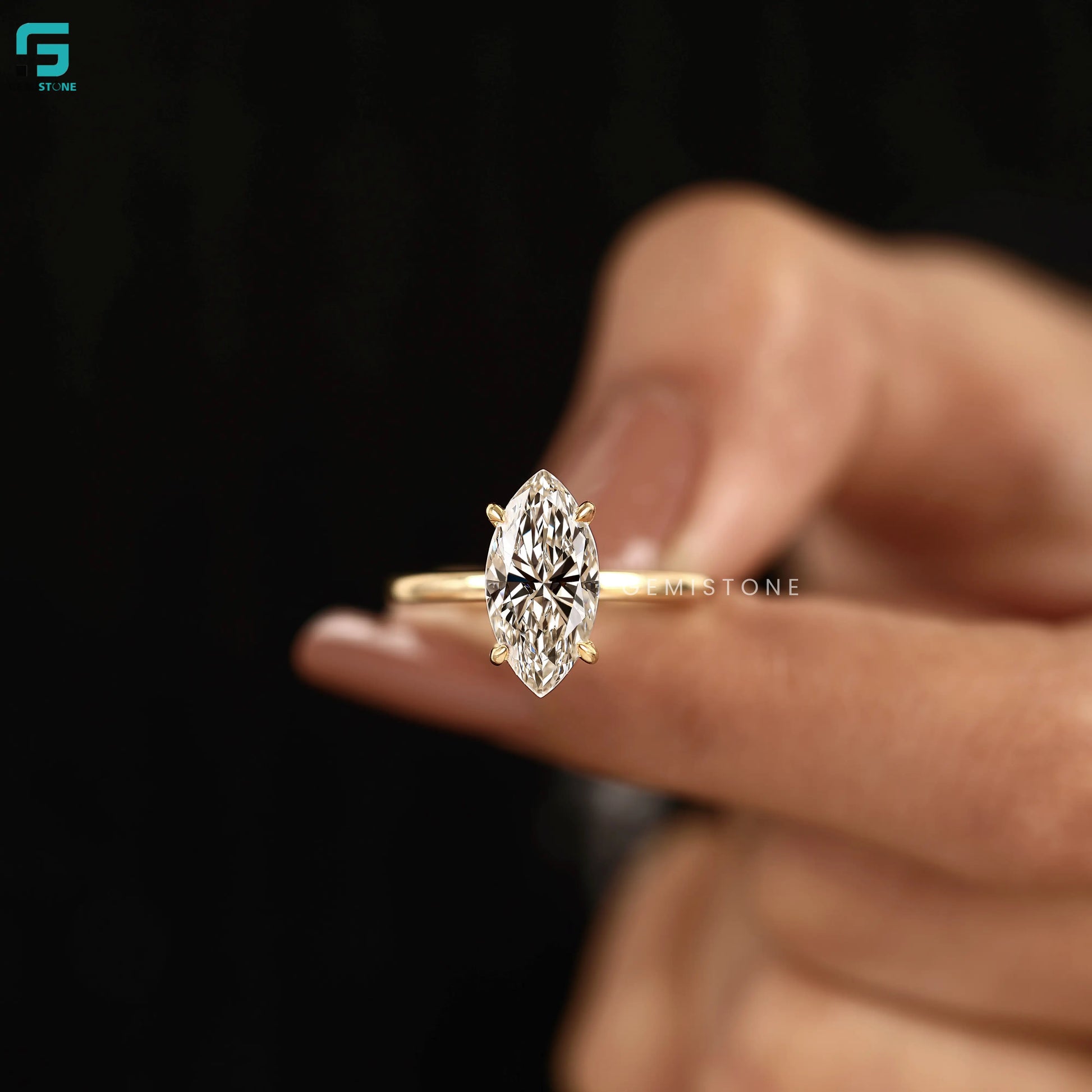 Marquise Cut Prong Set Lab Diamond Wedding Ring For Women