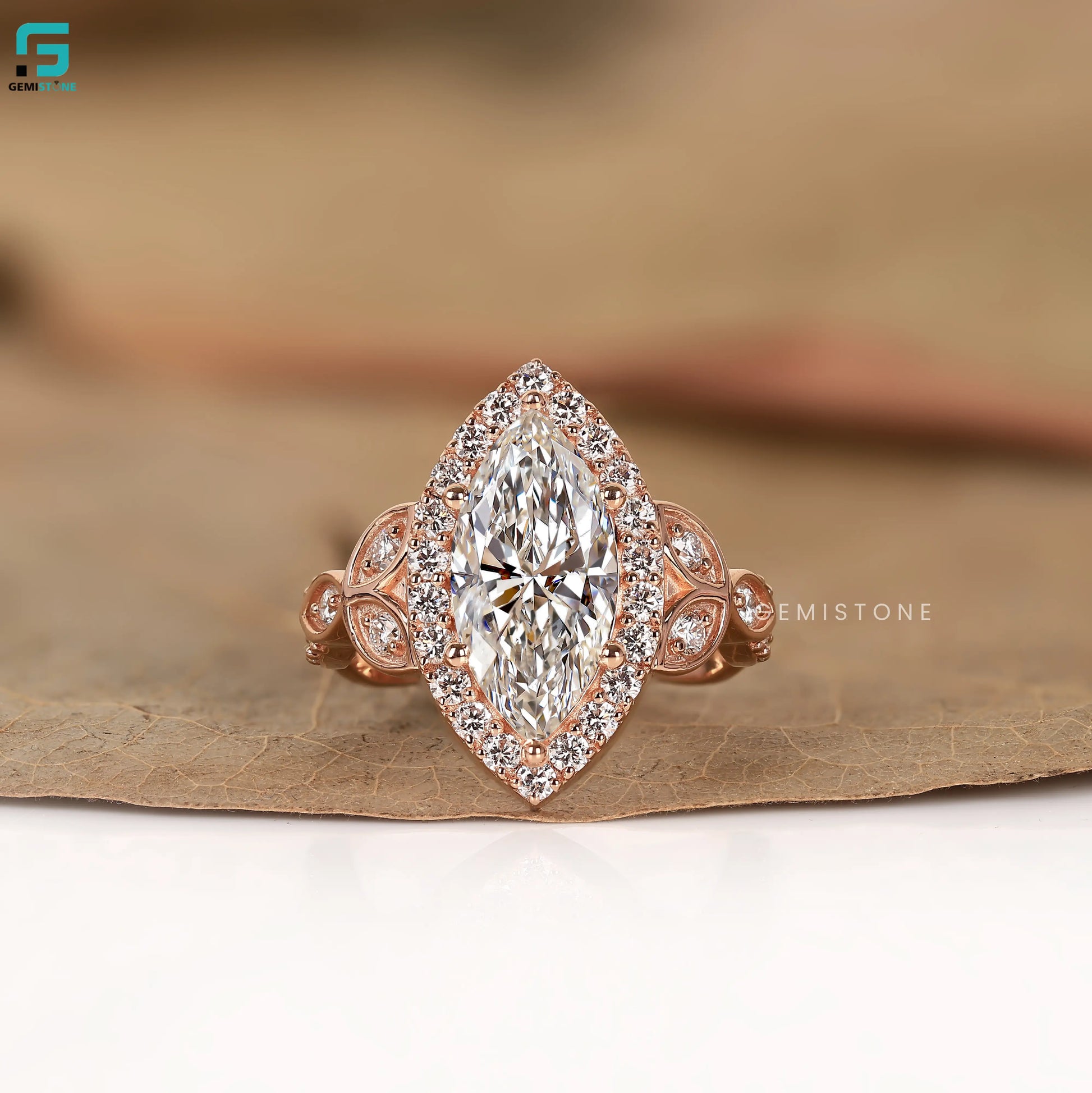 Marquise Vintage Diamond Wedding Ring