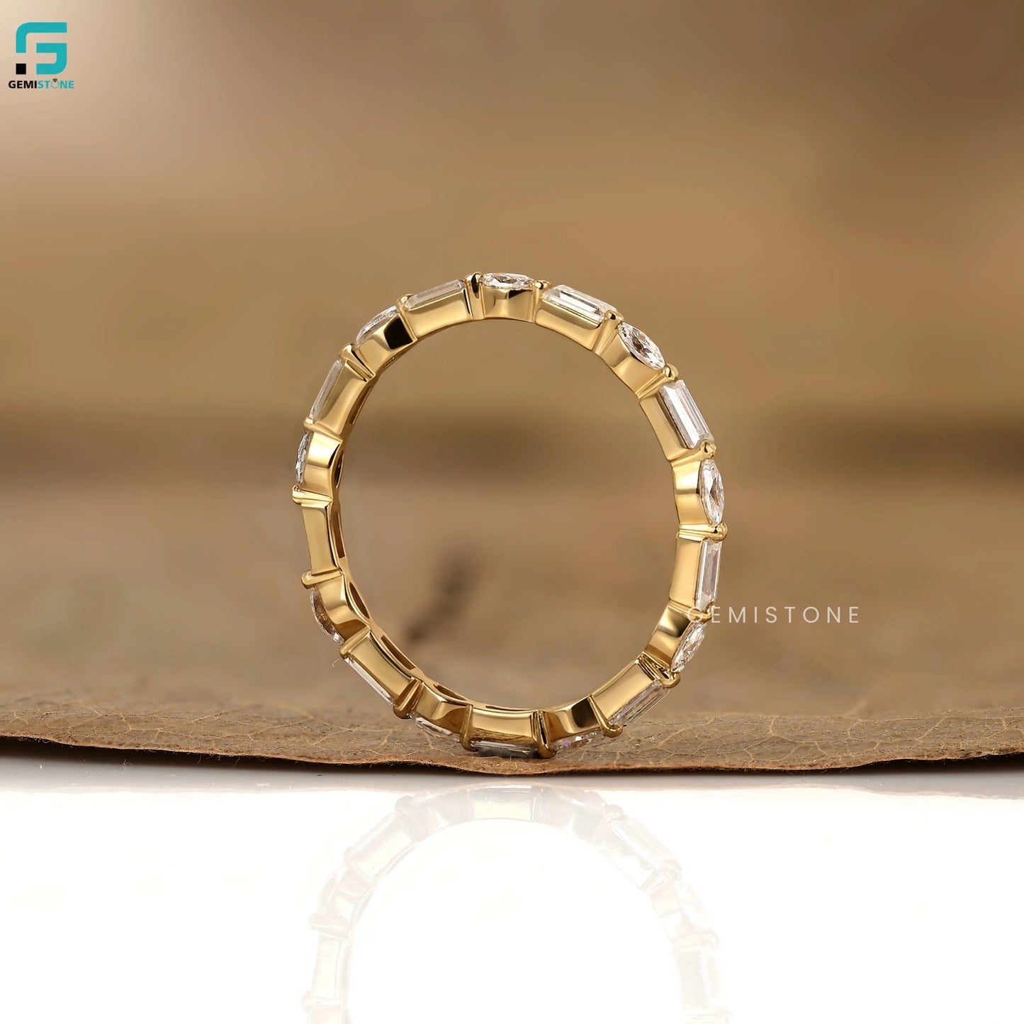 Marquise_ Baguette Cut Lab Diamond Eternity Wedding Band 