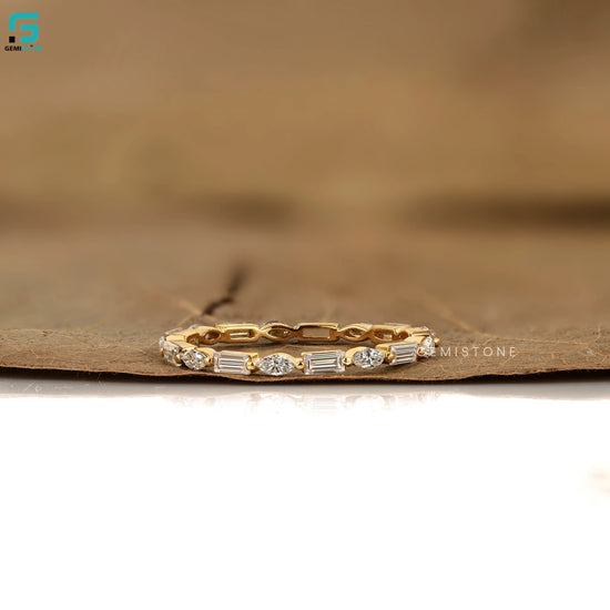 Marquise_ Baguette Cut Lab Diamond Eternity Wedding Band For Women