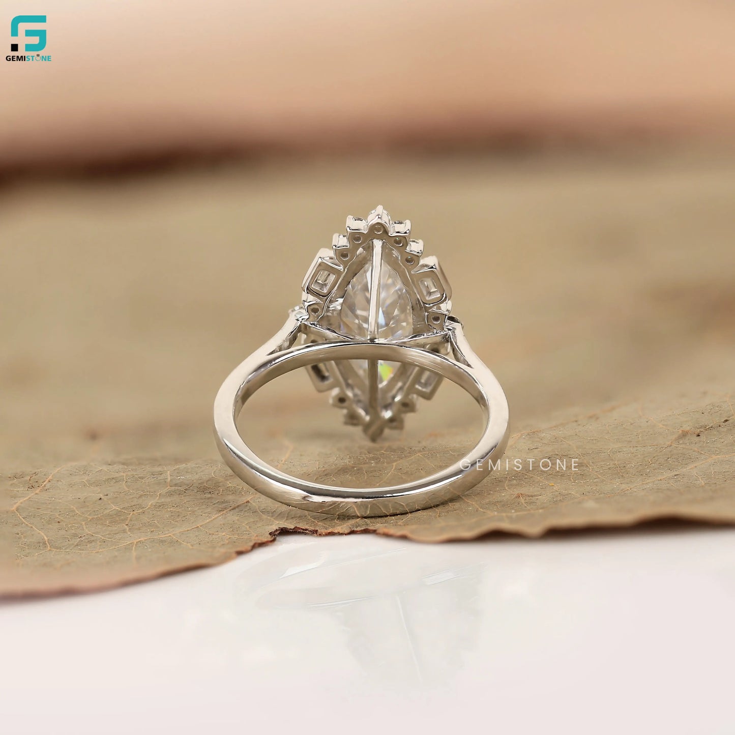 Marquise and Baguette Halo Lab Grown Diamond Wedding Ring