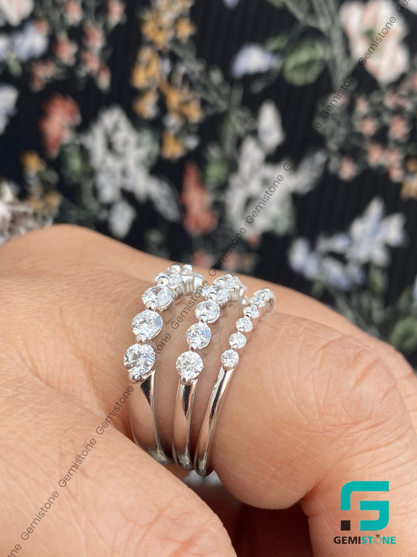 2.00mm, 2.50mm & 3.00mm Half Eternity Round Diamond Band | Minimalist Stacking Ring