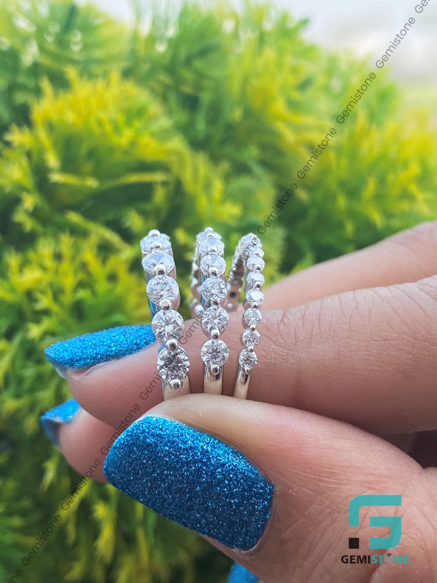 2.00mm, 2.50mm & 3.00mm Half Eternity Round Diamond Band | Minimalist Stacking Ring
