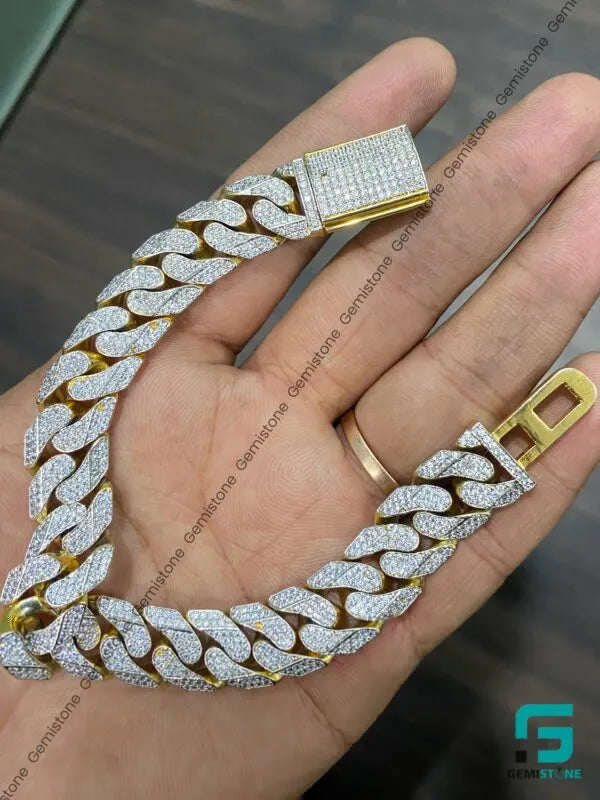 16mm Iced Out Moissanite Miami Link Men Cuban Bracelet