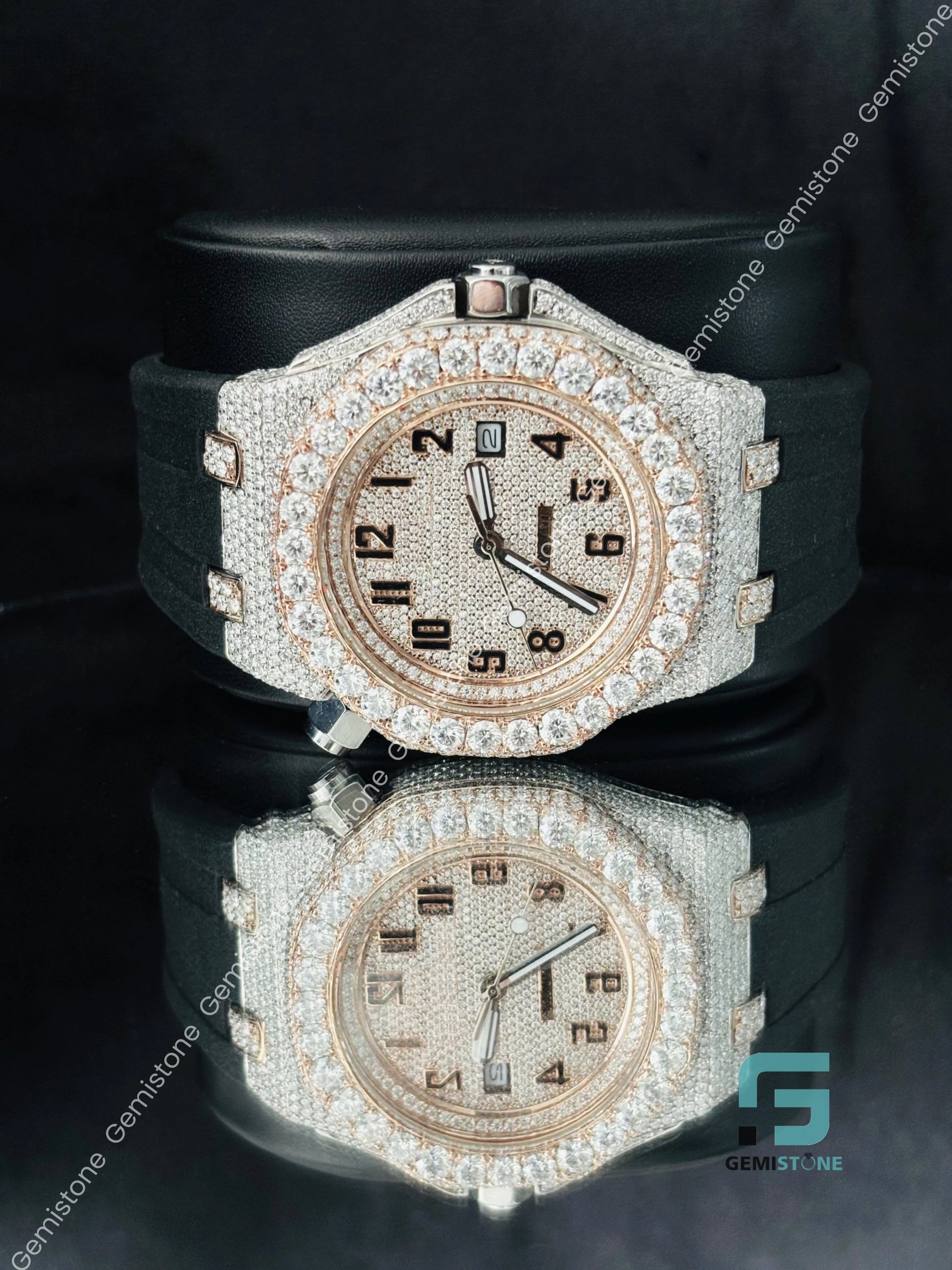 Men Moissanite Bust Down Big Bezel Fully Ice Out Watch