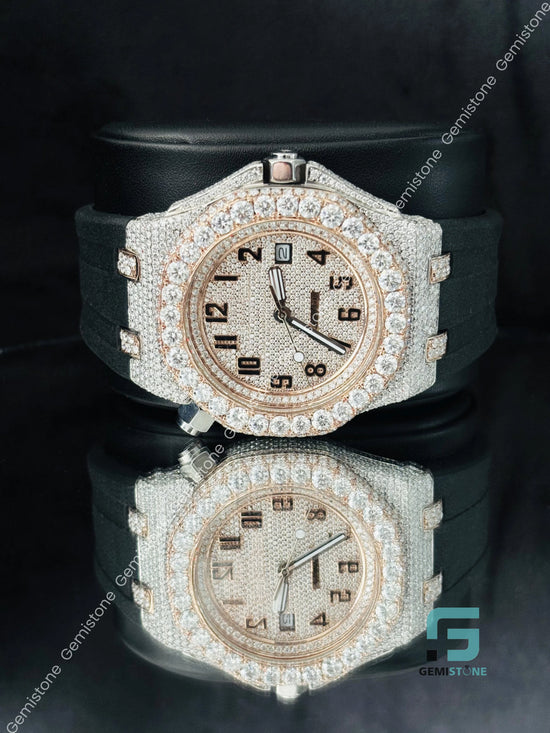 Men Moissanite Bust Down Big Bezel Fully Ice Out Watch