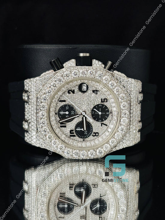 Men Moissanite Stainless Steel Chronograph Watch