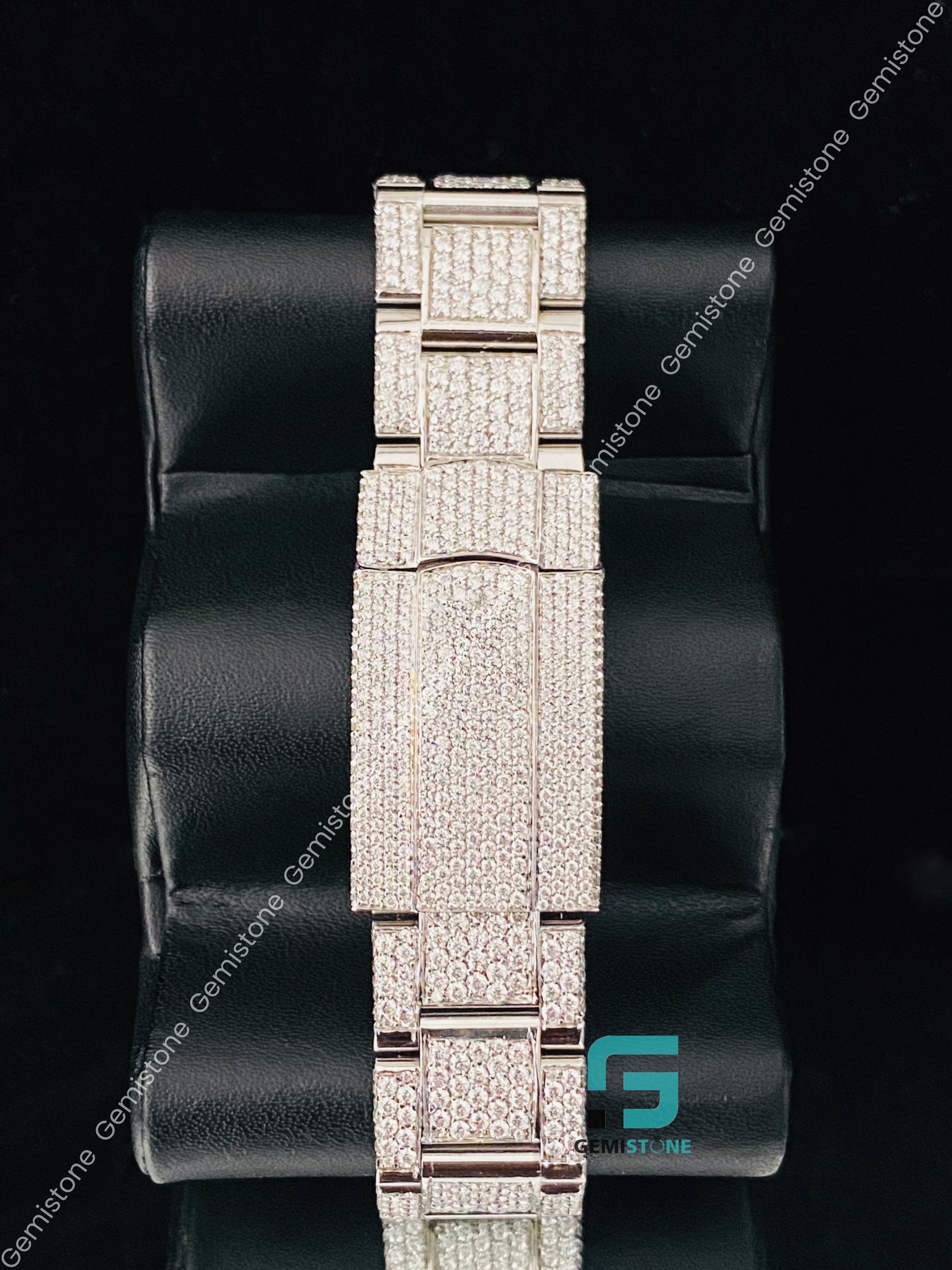 Men_s Color Full Number Moissanite Wrist Watch