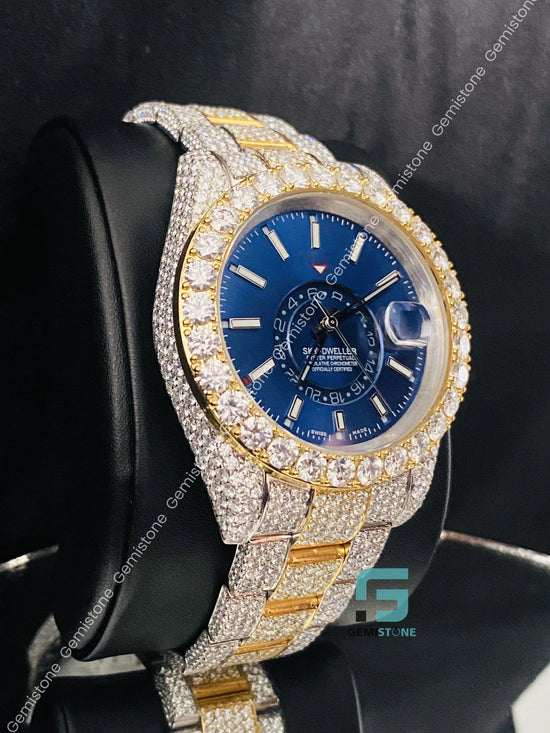 Men_s Moissanite Hip Hop Yellow Gold Plated Wrist Watch