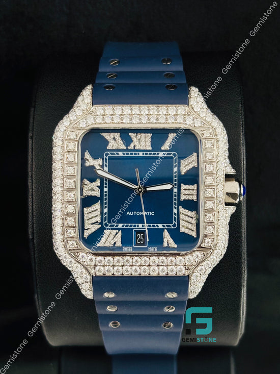 Men_s Rapper Wrist Moissanite Diamond Watch