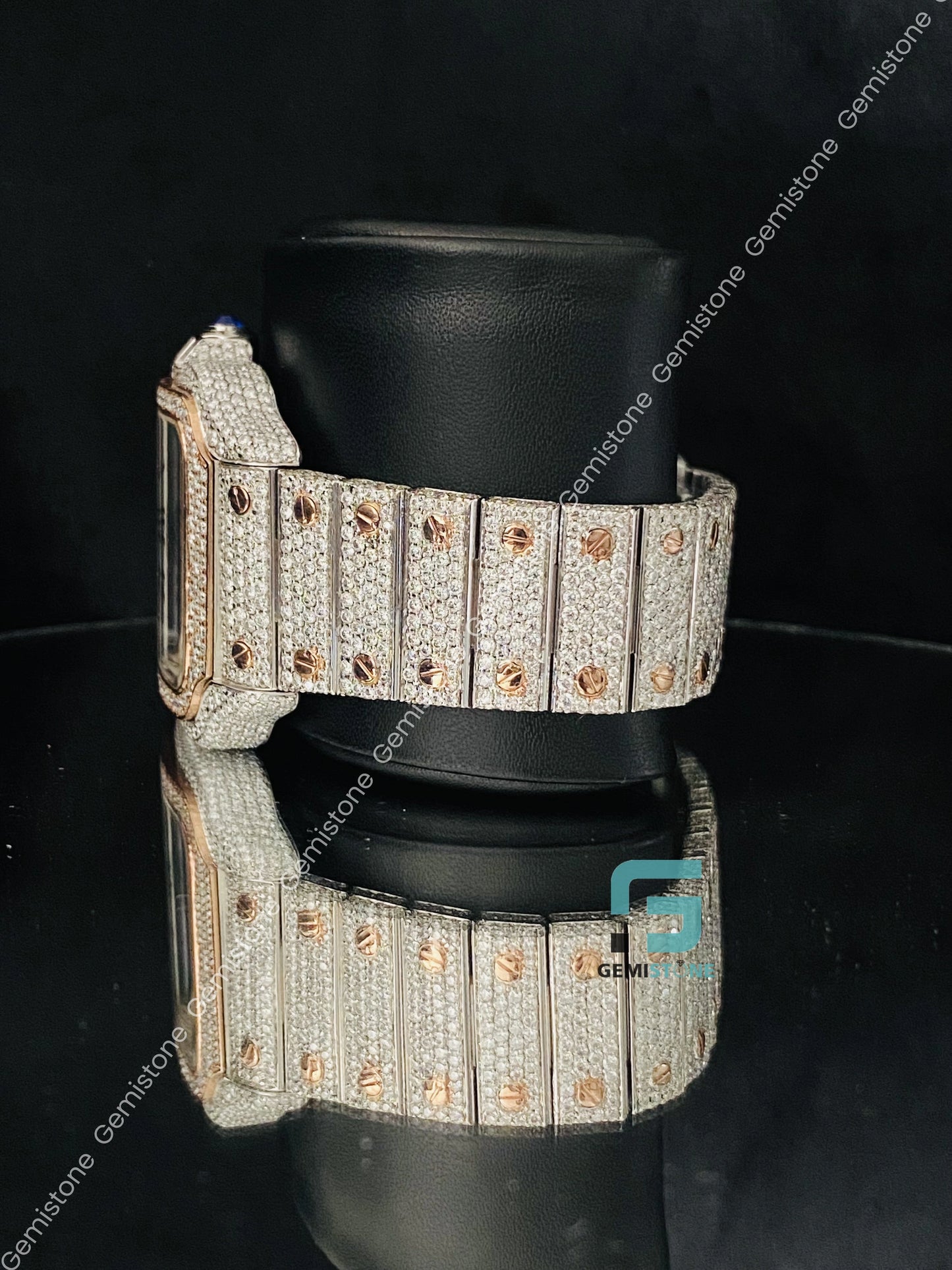 Men_s Wrist Iced out Cartier Bust Down Watch