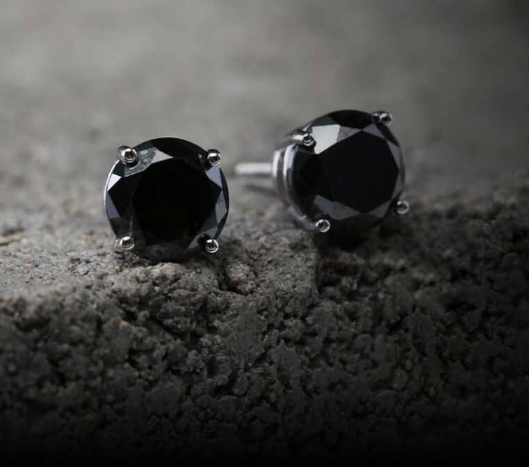 Mens-Black-Diamond-Stud-Earring
