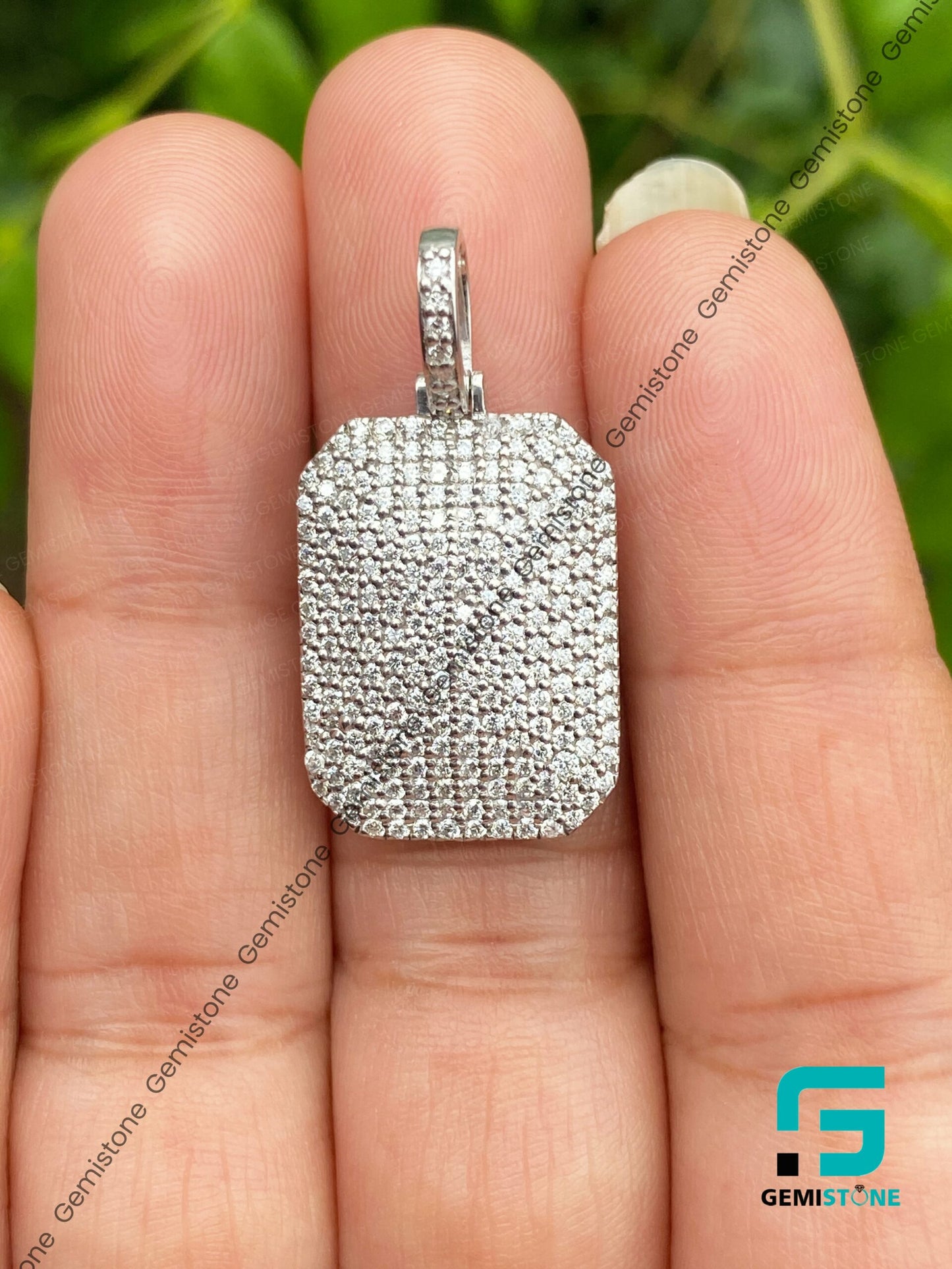 Iced Out Moissanite Diamond Dog Tag Pendant