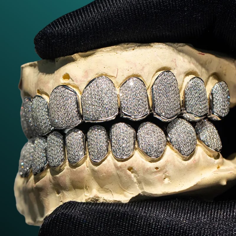 925 Sterling Silver Iced Out Moissanite Perm Cut Diamond Grillz